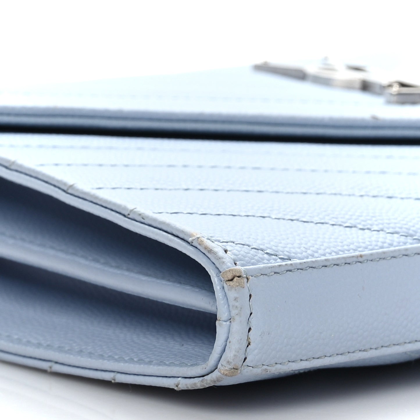 Grain De Poudre Matelasse Chevron Monogram Chain Wallet Sky Blue