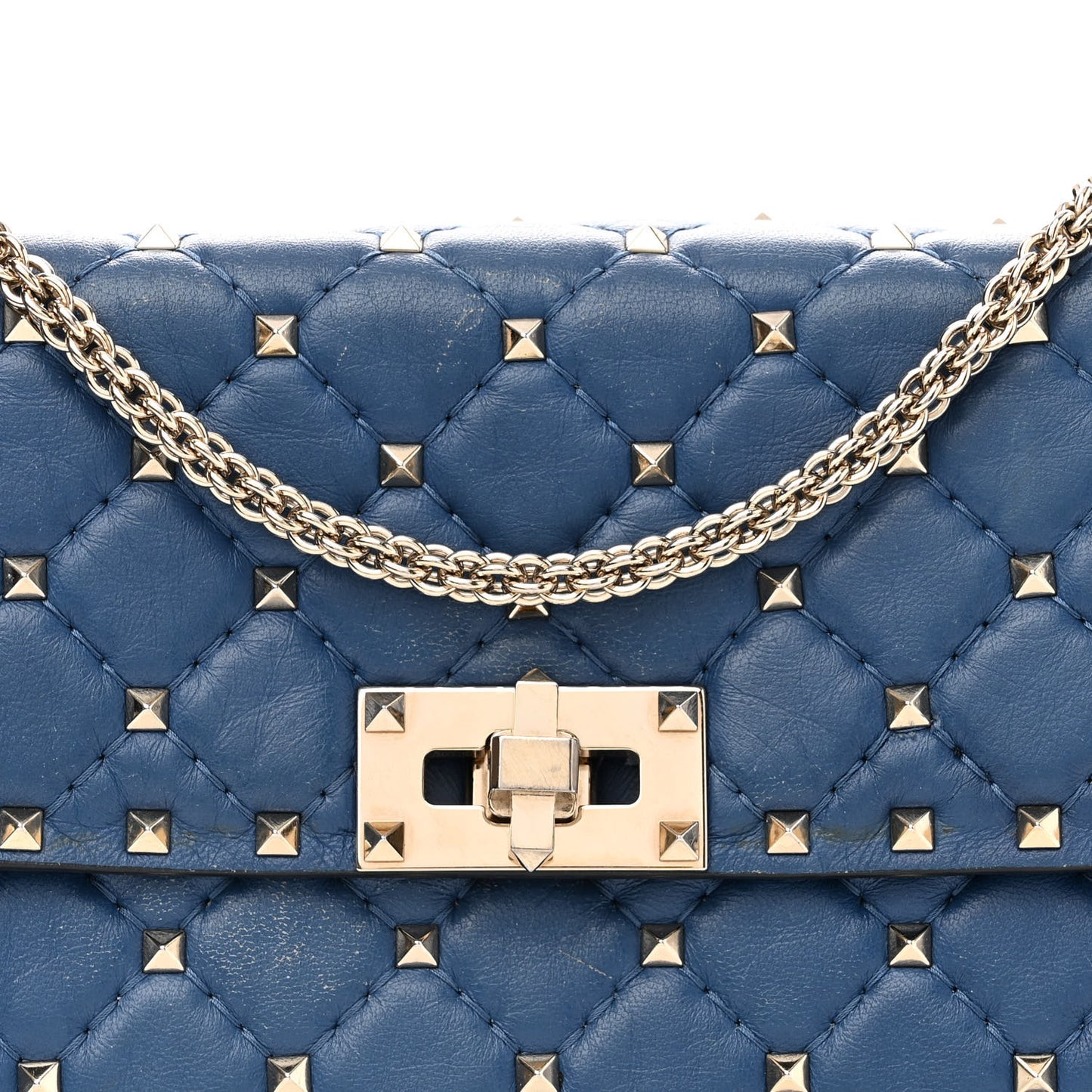 Nappa Rockstud Spike Wallet on Chain Pure Blue