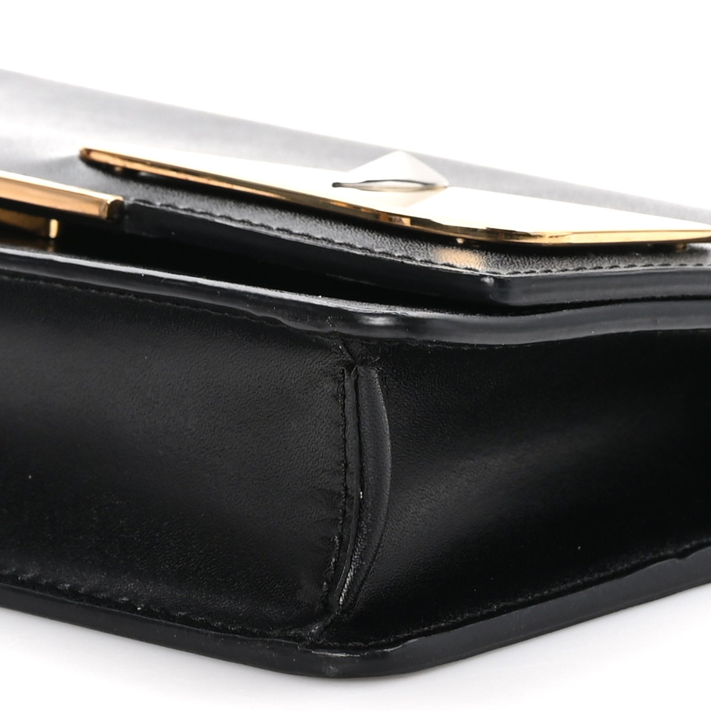 Vitello Liberty Lucido Metal Monster Eyes Tube Wallet on Chain Black