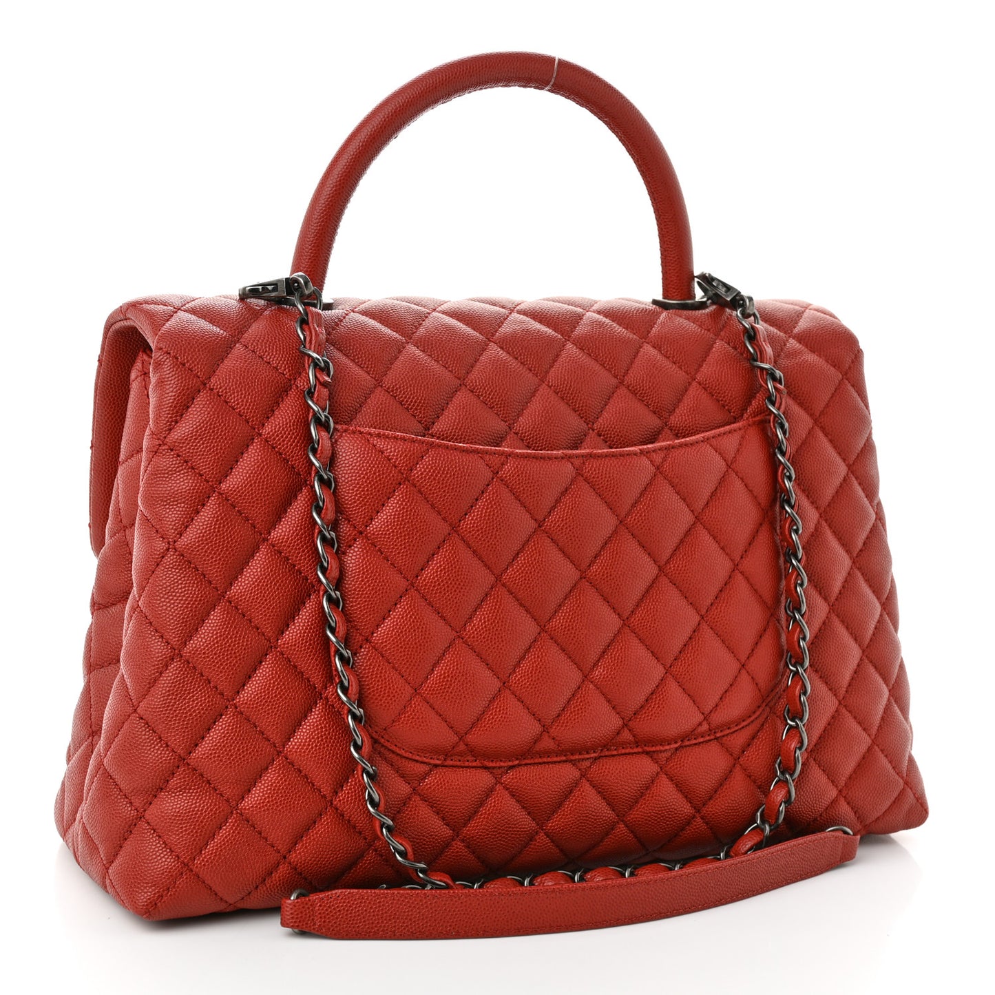 Caviar Quilted Medium Coco Handle Flap Dark Red