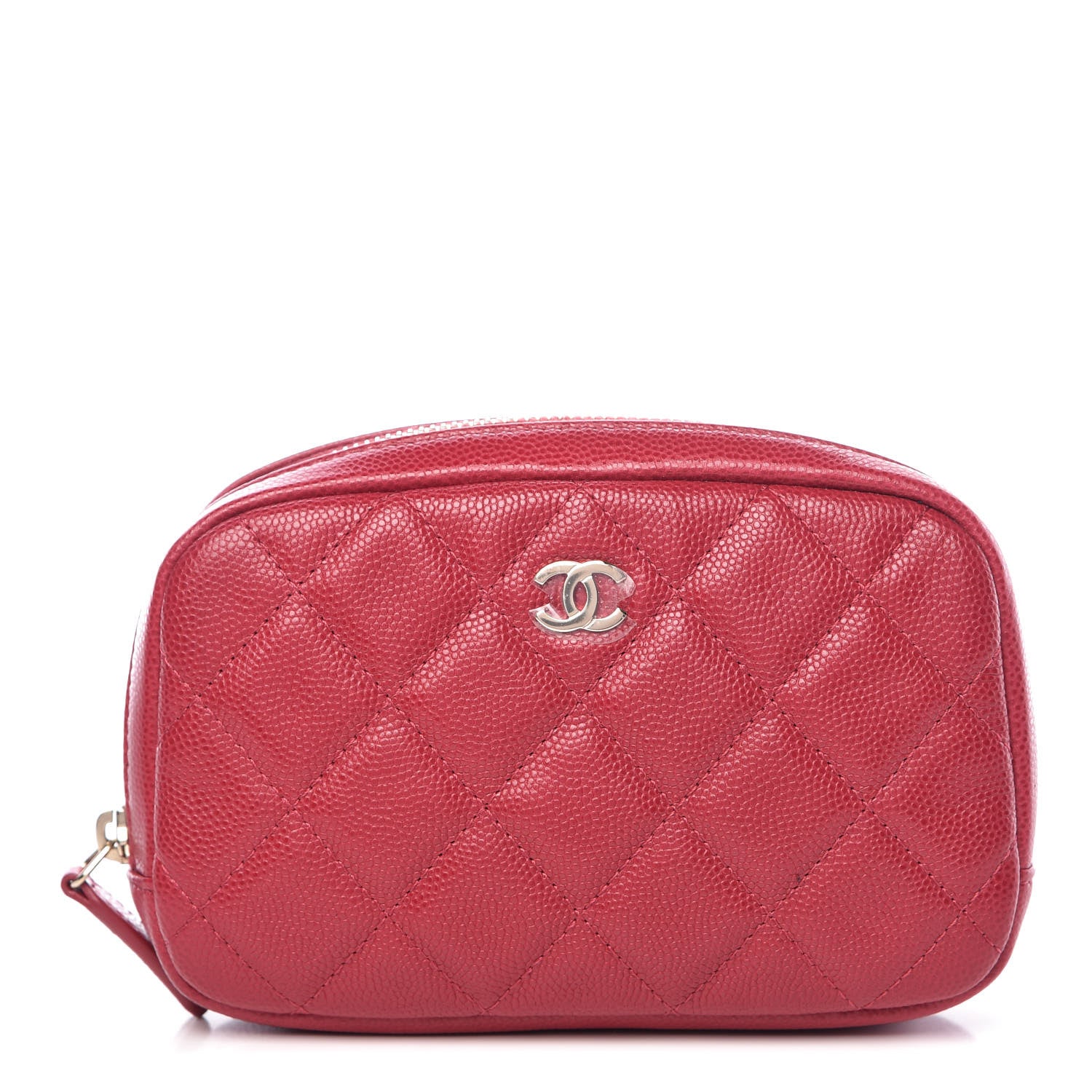 Chanel Caviar Quilted Small Curvy Pouch Cosmetic Case Dark Pink 1 of 10