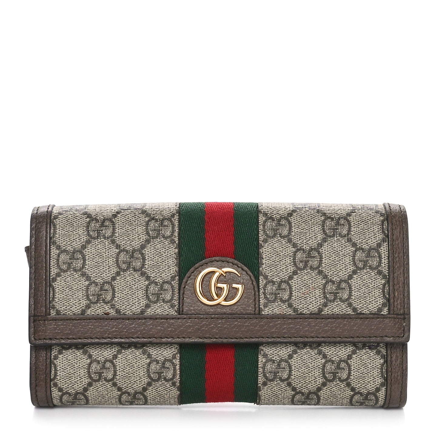 GG Supreme Monogram Web Ophidia Continental Wallet Brown