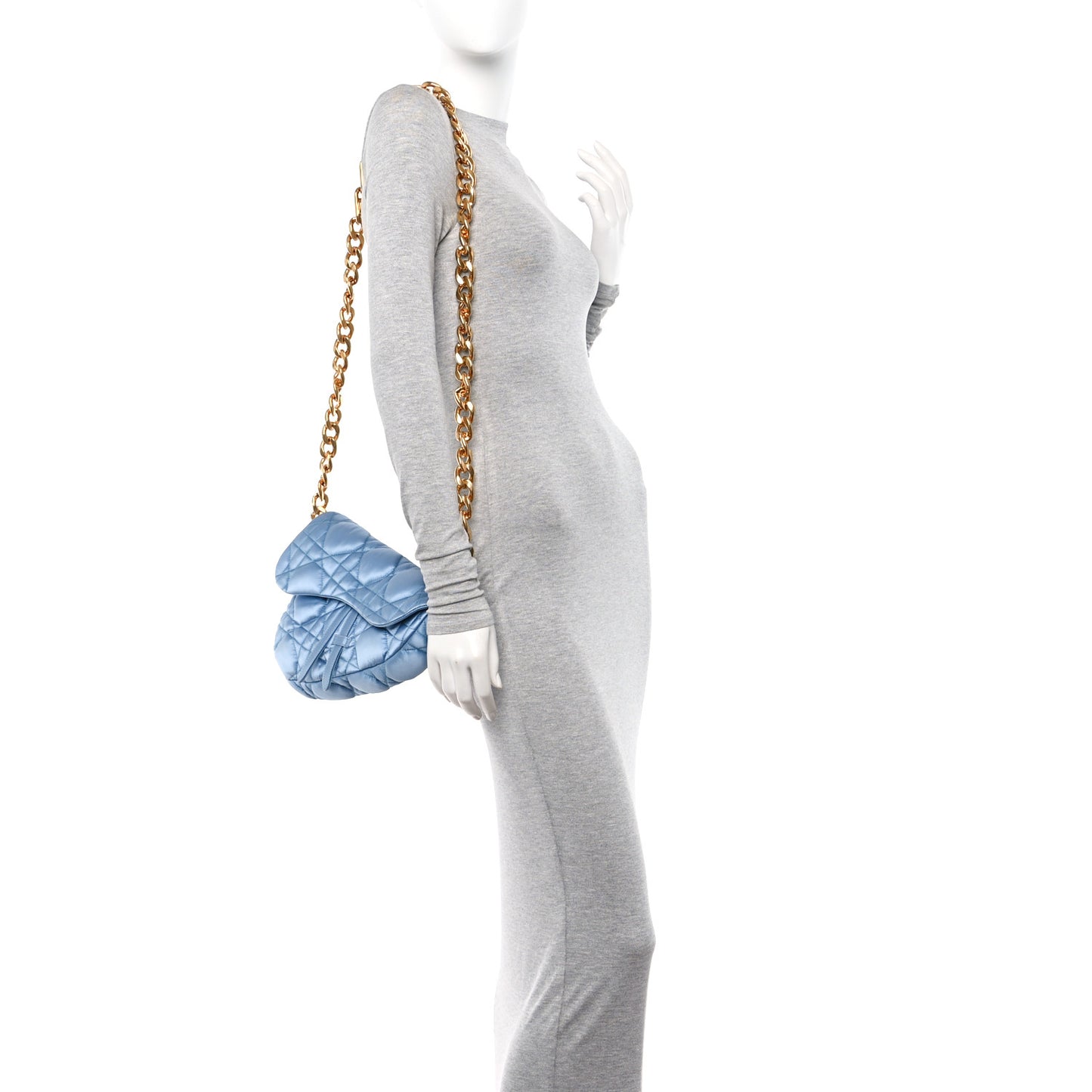 X ERL Satin Cannage Micro Venice Saddle Bag Blue