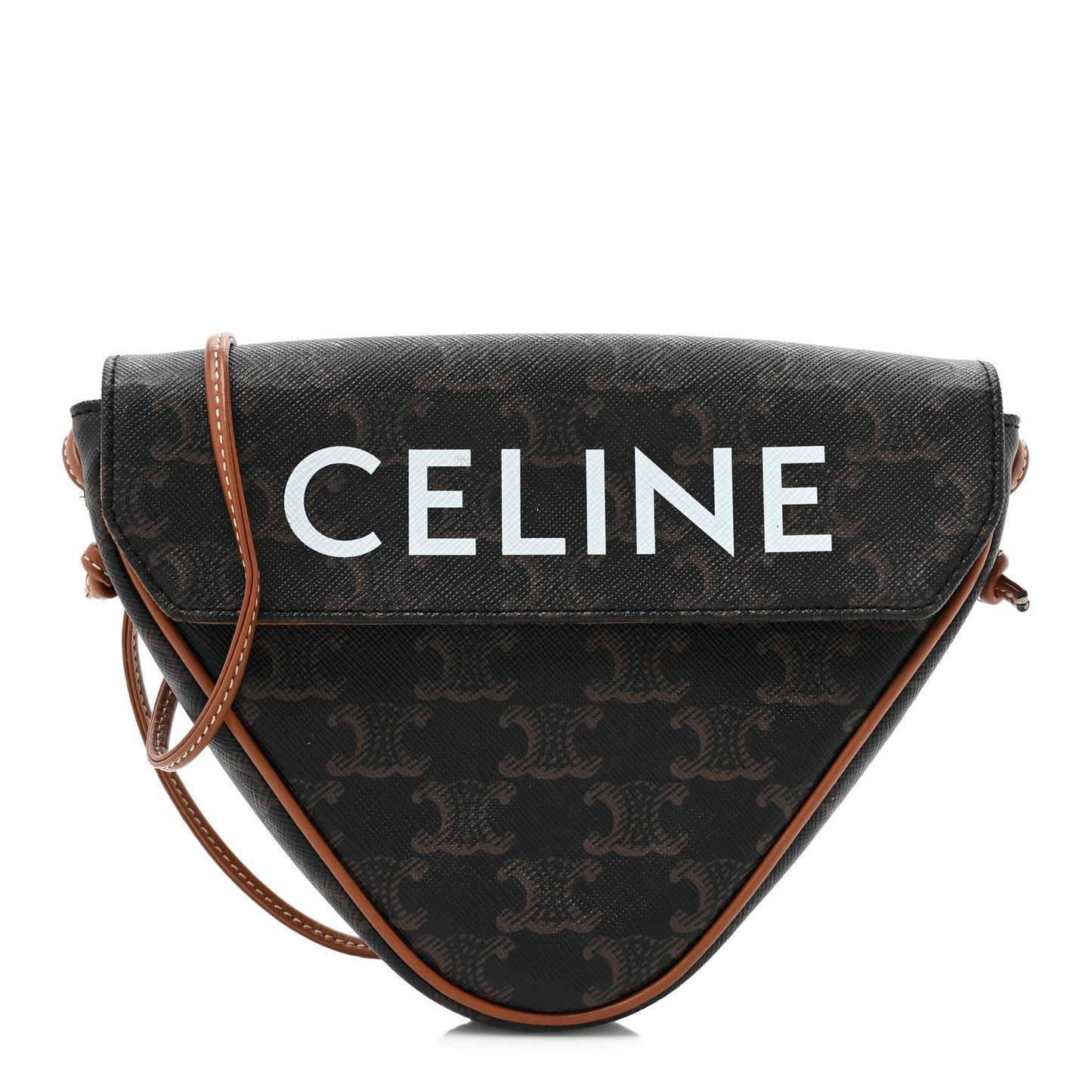 Triomphe Canvas Triangle Crossbody Bag Tan