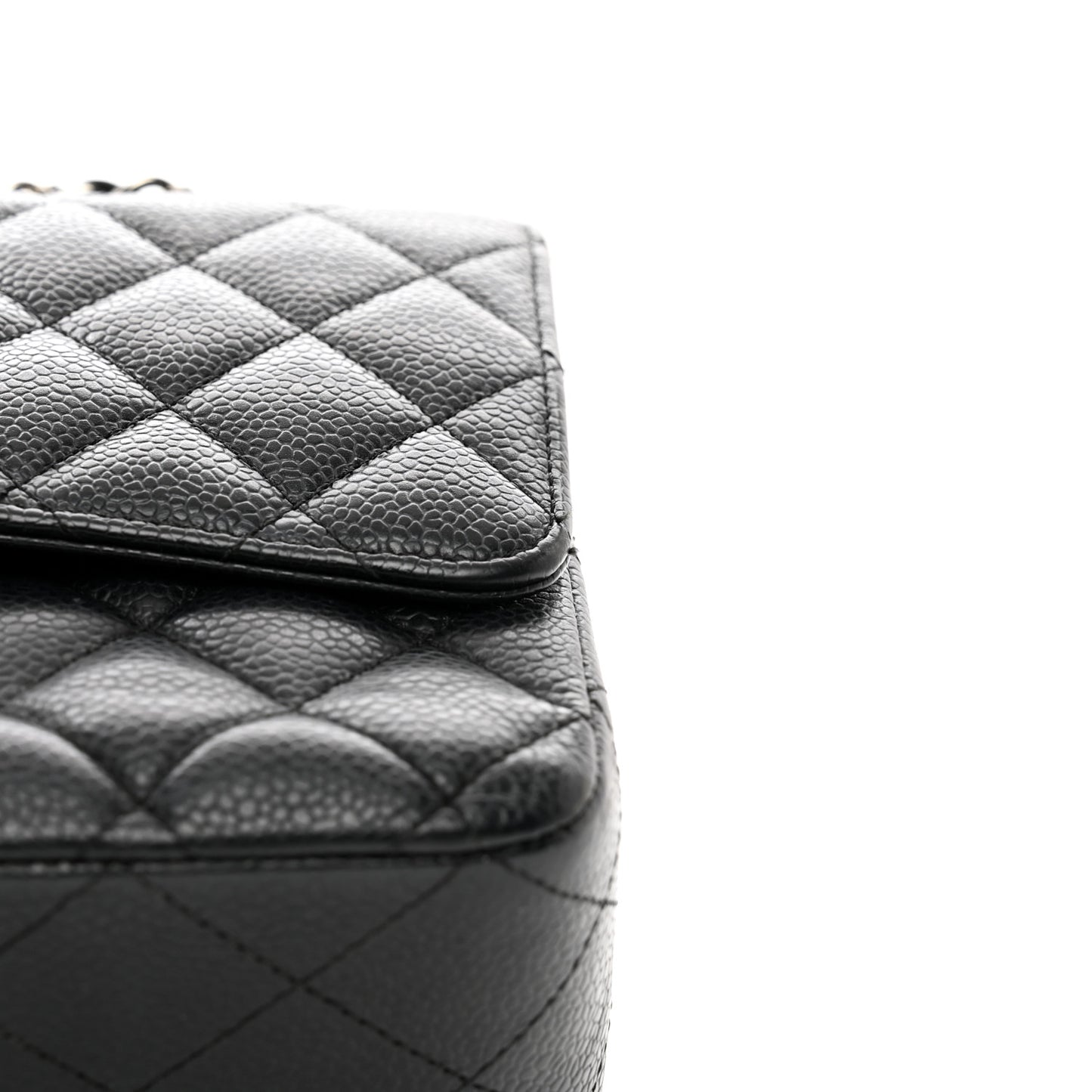 Caviar Quilted Medium Double Flap Black