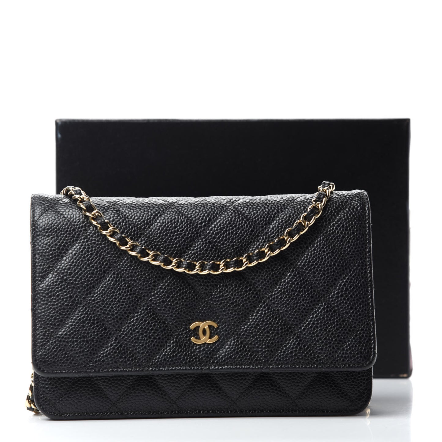Caviar Quilted Wallet On Chain WOC Black