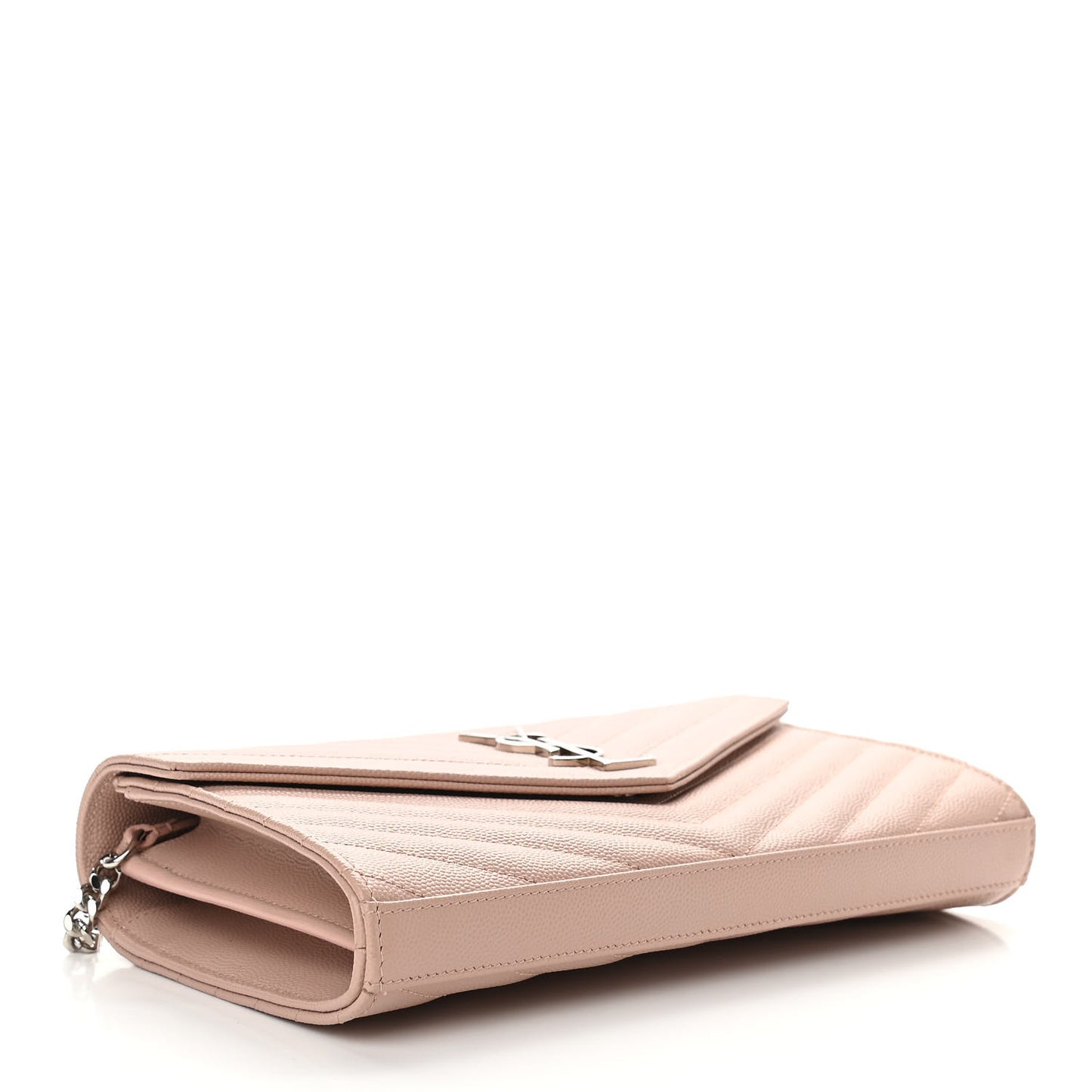 Grain De Poudre Matelasse Chevron Monogram Chain Wallet Pale Pink