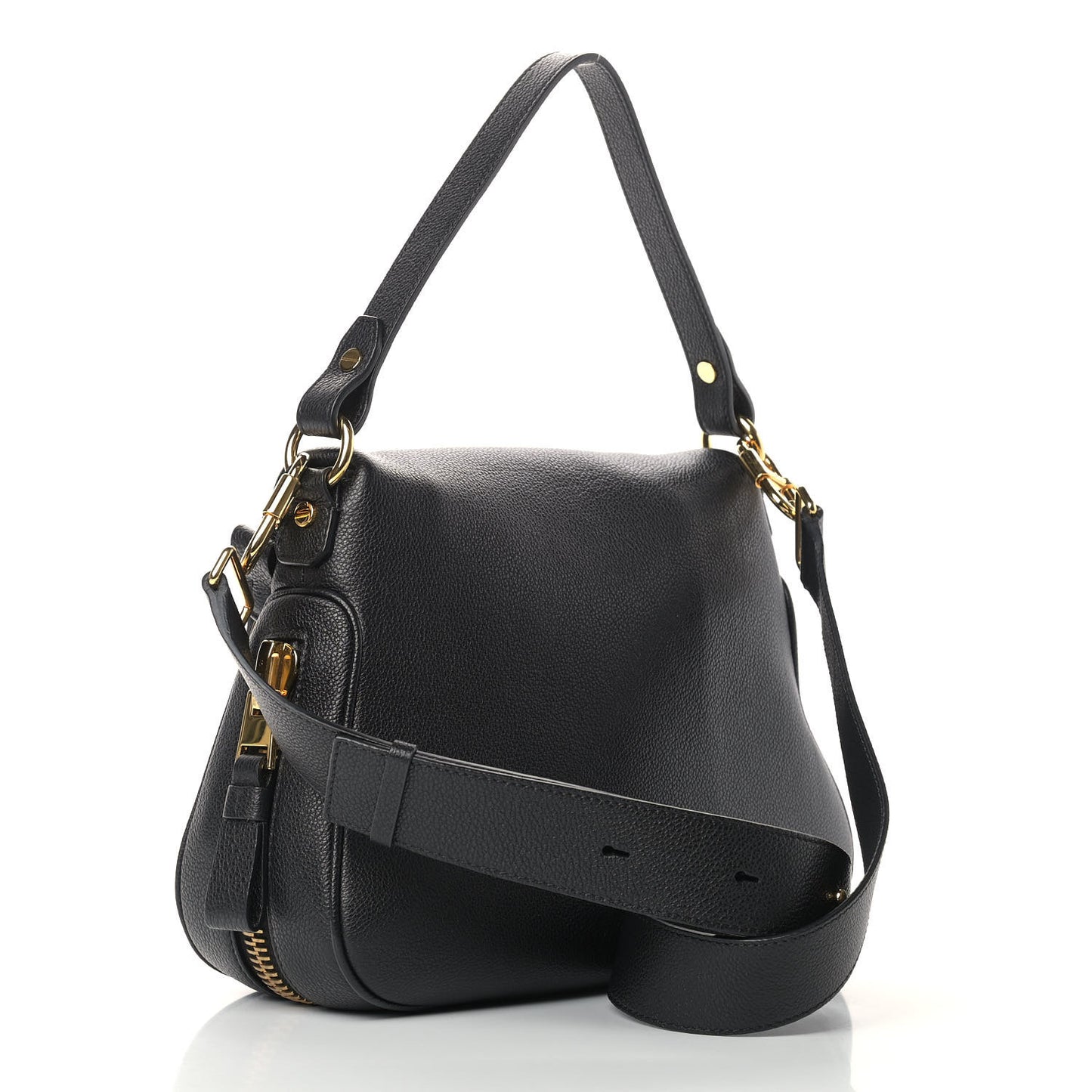 Grained Calfskin Medium Jennifer Crossbody Bag Black