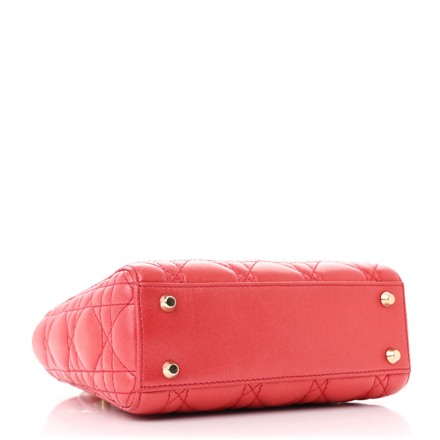 Metallic Lambskin Cannage Mini Lady Dior Red