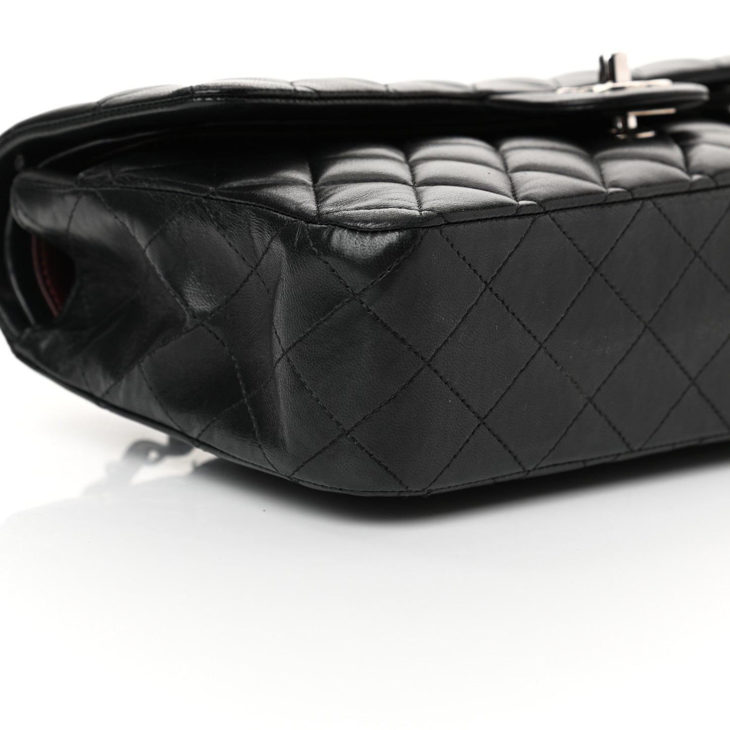 Lambskin Quilted Medium Double Flap Black
