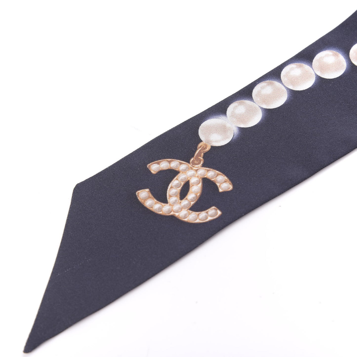 Silk Pearl CC Slim Bandeau Scarf Navy
