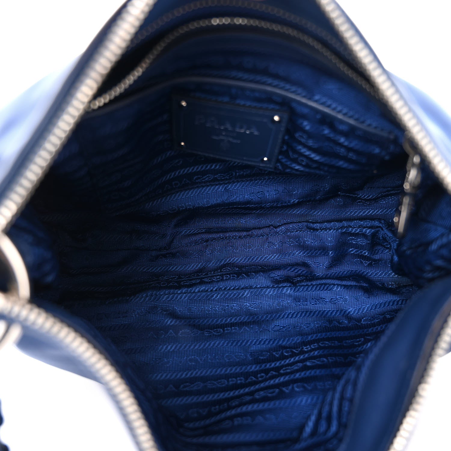 Prada Tessuto Nylon Soft Calfskin Shoulder Bag Royal 5 of 13