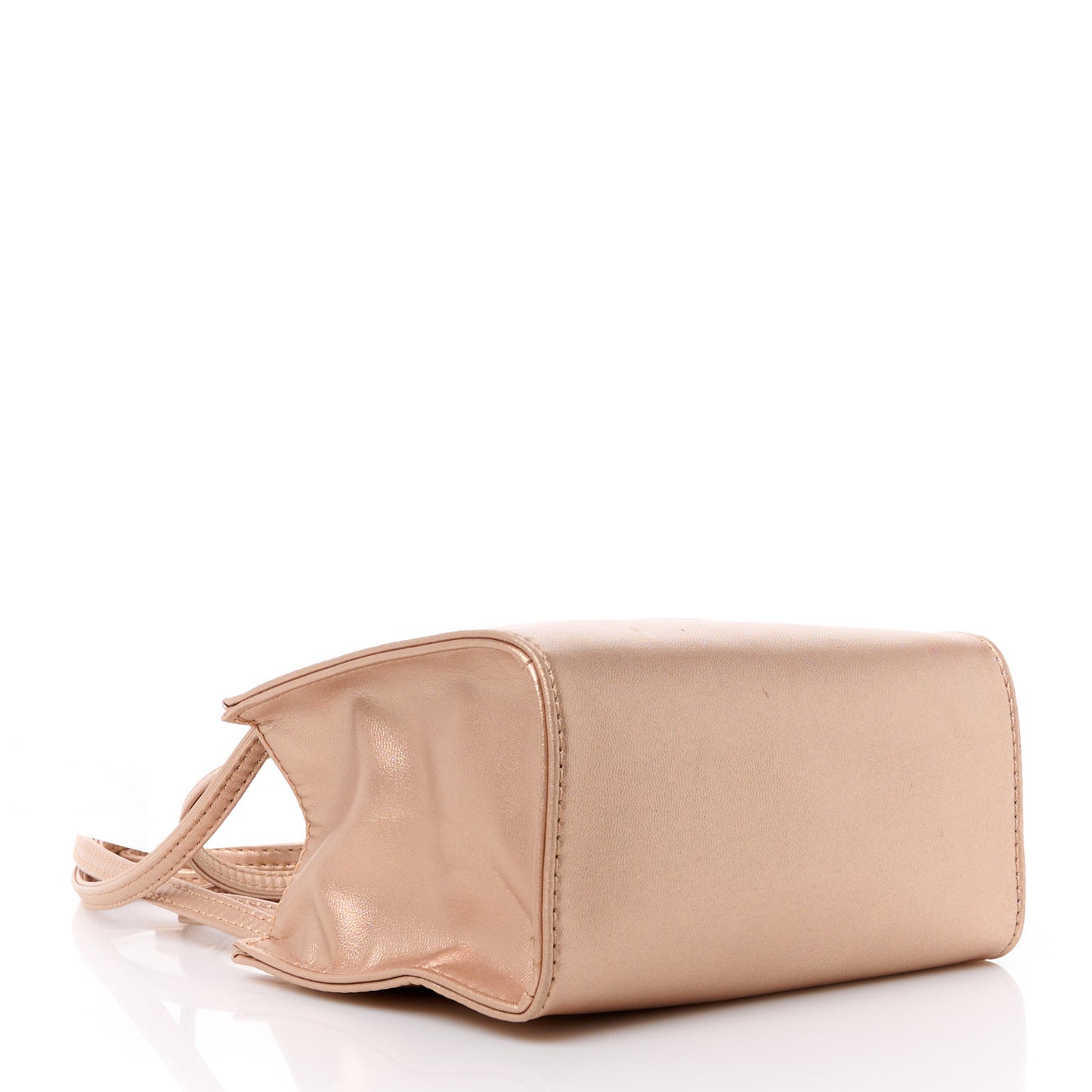 Metallic Vegan Leather Small Shopping Bag Copper