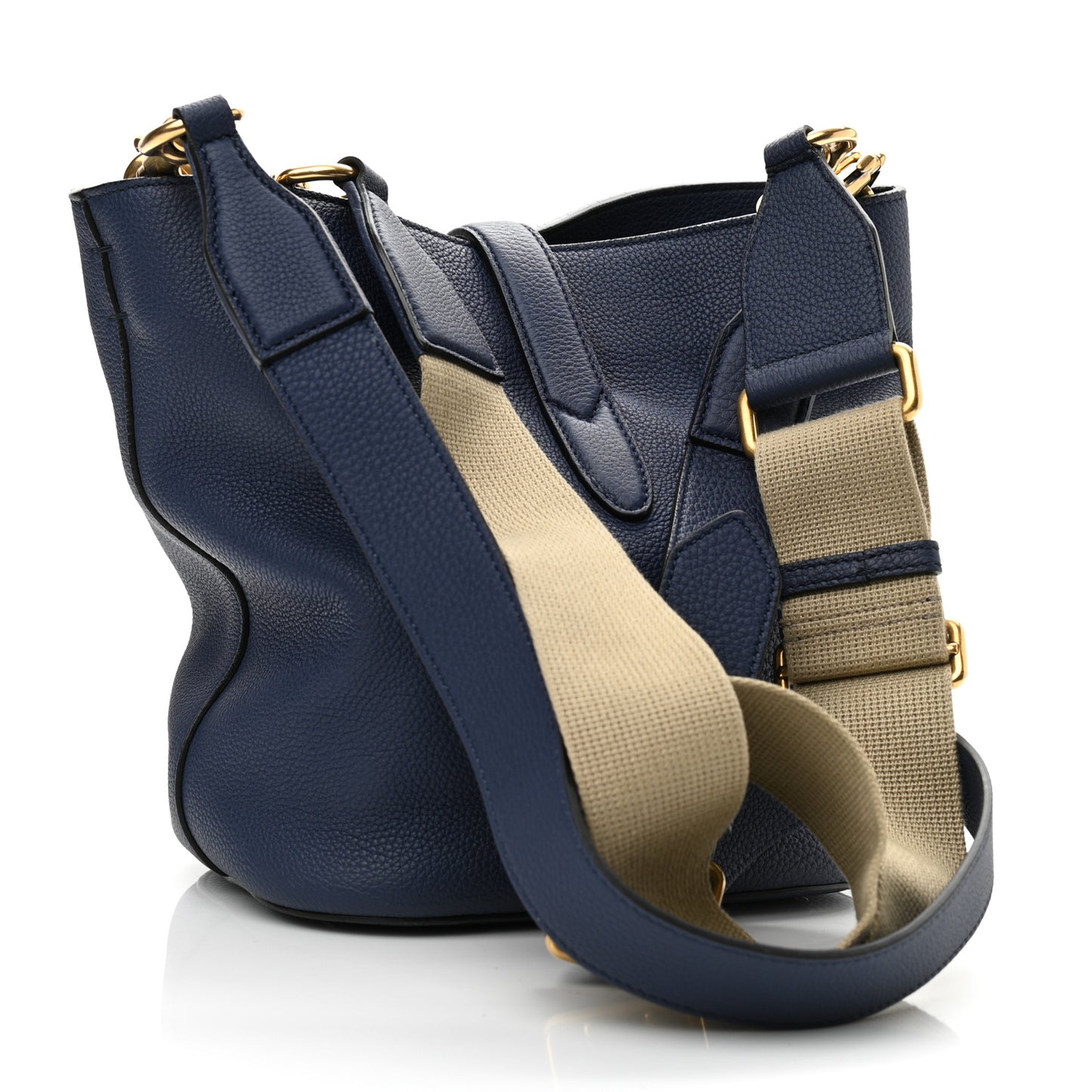 Soft Grained Calfskin Small Jackie Bucket Bag Classic Blue Marine