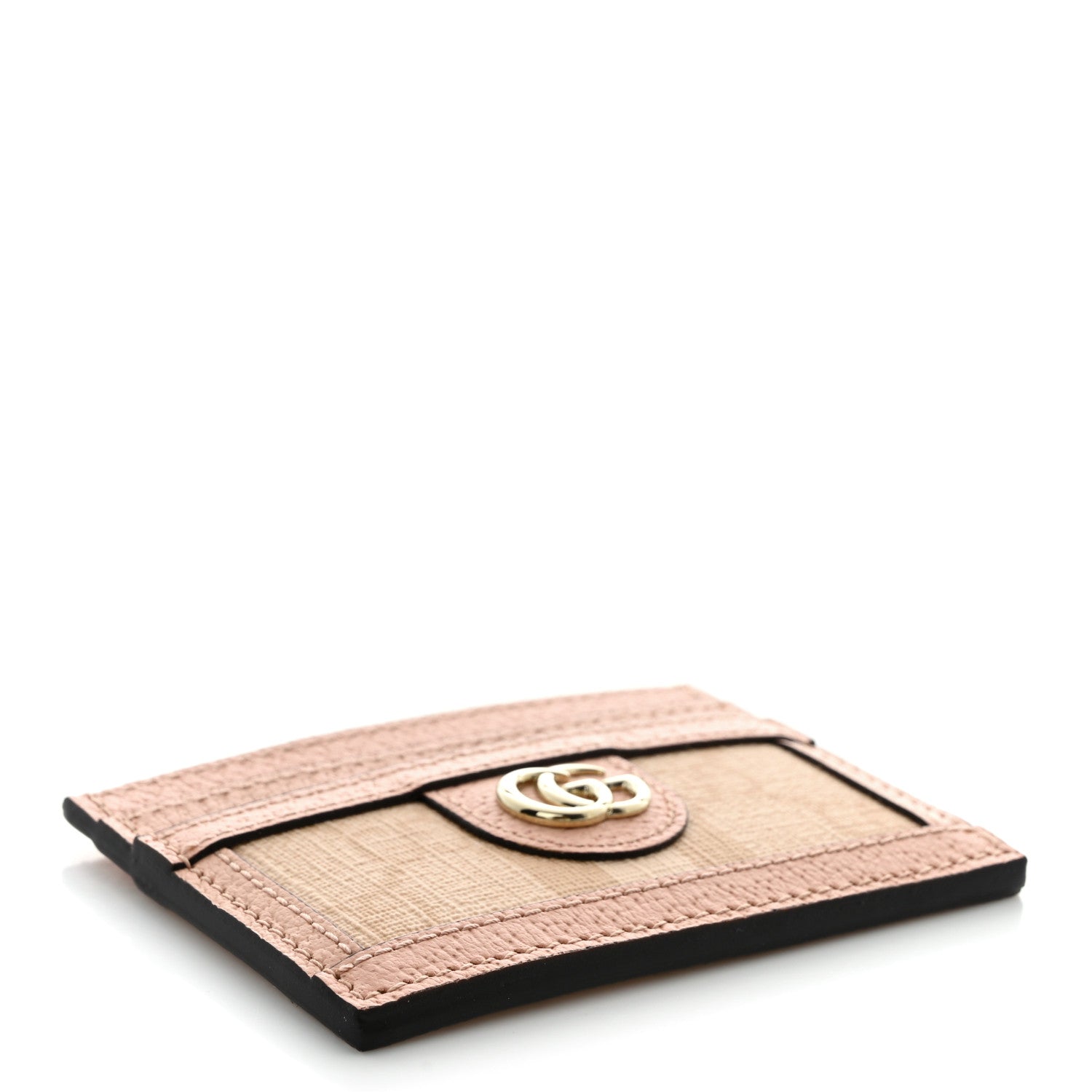 Gucci Monogram Textured Dollar Calfskin Web Ophidia Card Holder Cloche Rose Pink 4 of 7