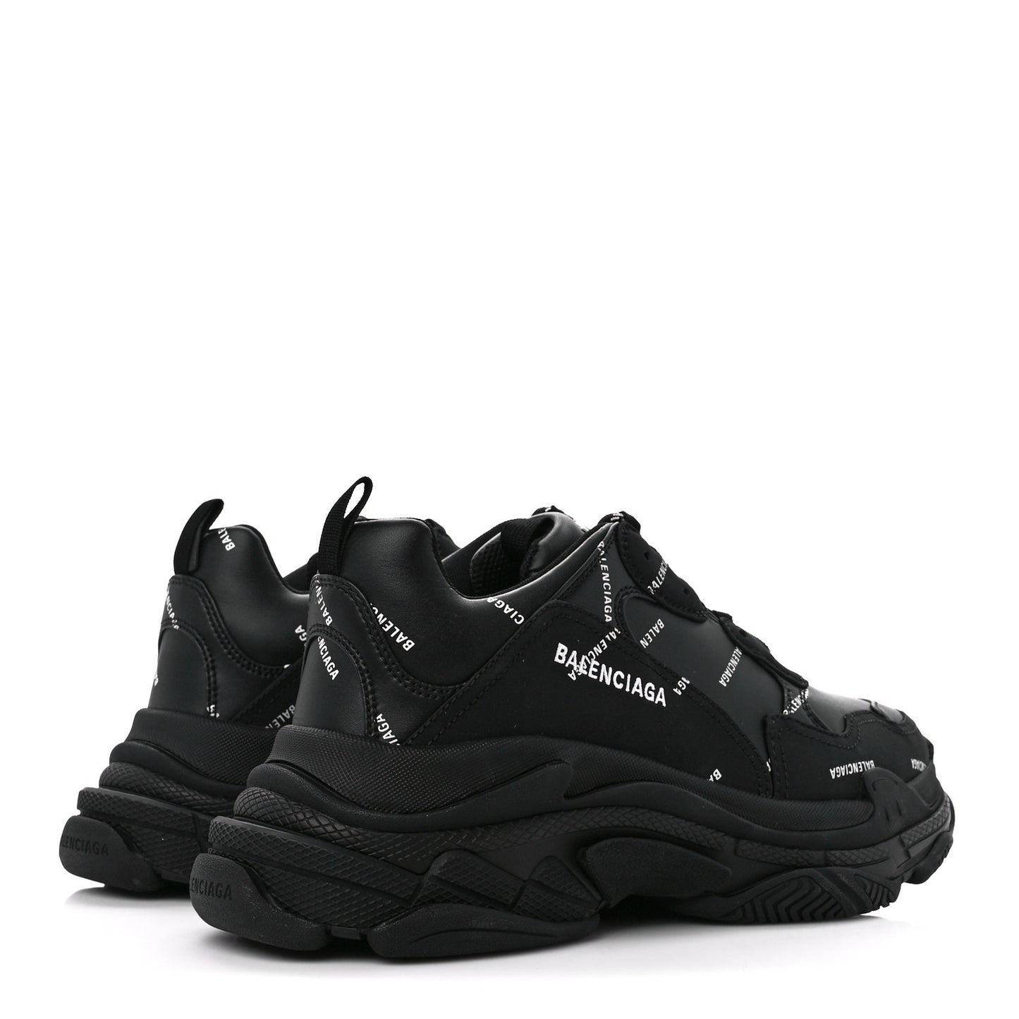 Technical Fabric Allover Logo Mens Triple S Sneakers 44 Black White