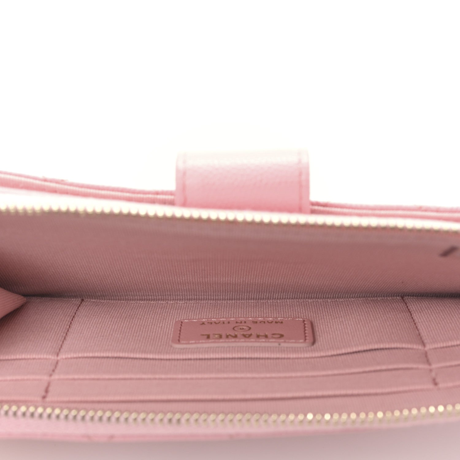 Chanel Caviar Quilted Phone Holder Zip Clutch Pink 5 of 10