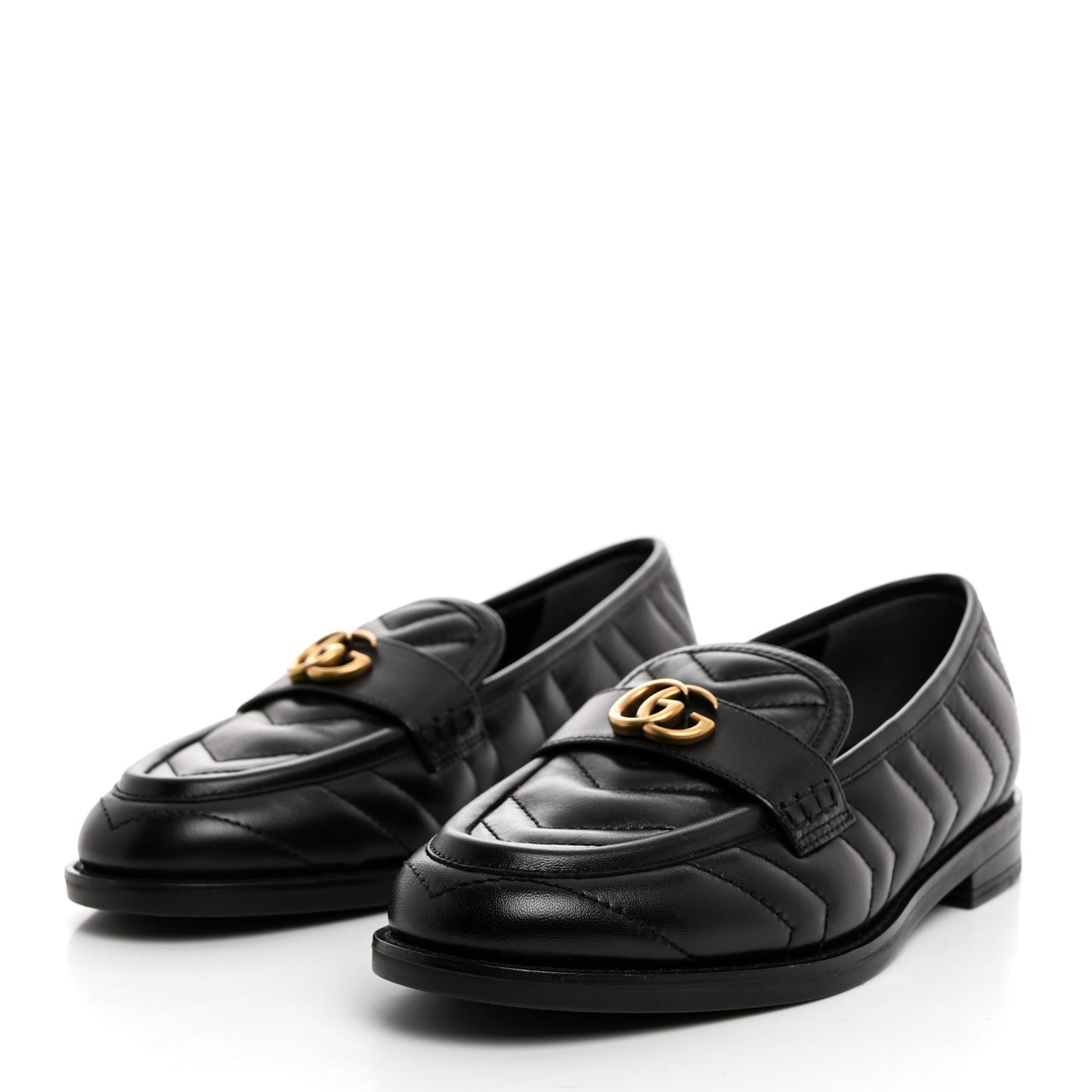 Nappa Matelasse Double G Marmont Loafers 35.5 Black