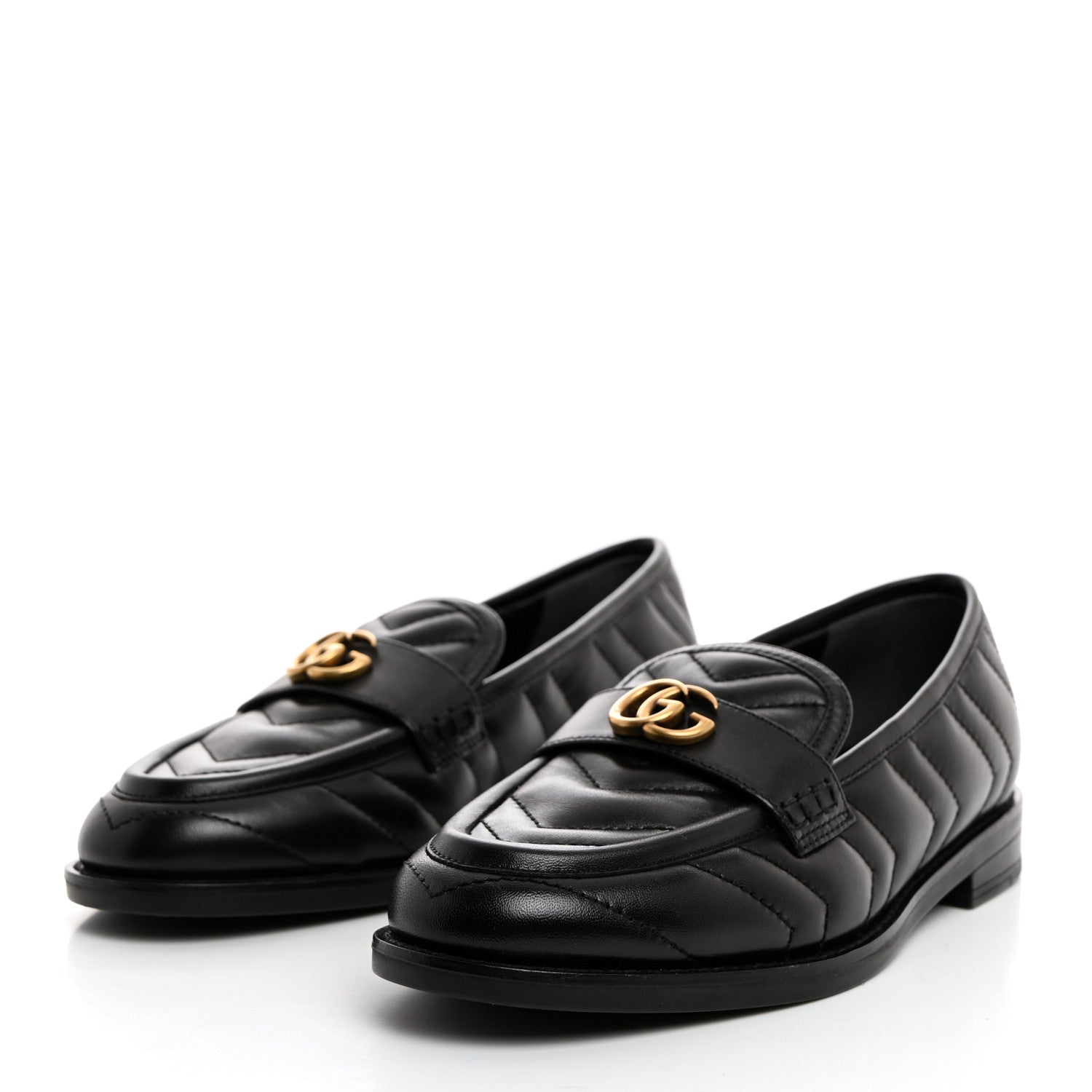 Gucci Nappa Matelasse Double G Marmont Loafers 35.5 Black 3 of 9