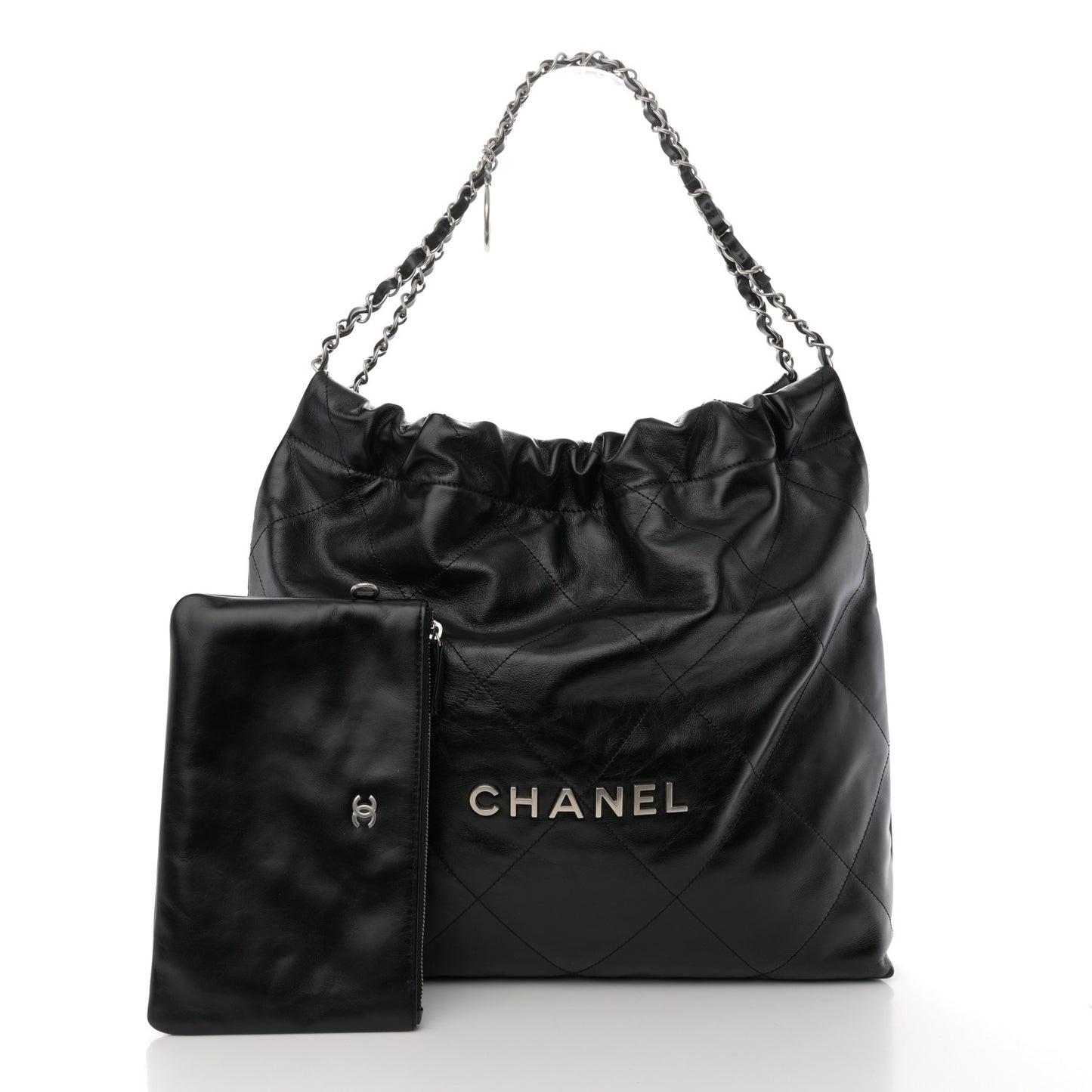 Shiny Calfskin Quilted Chanel 22 Black