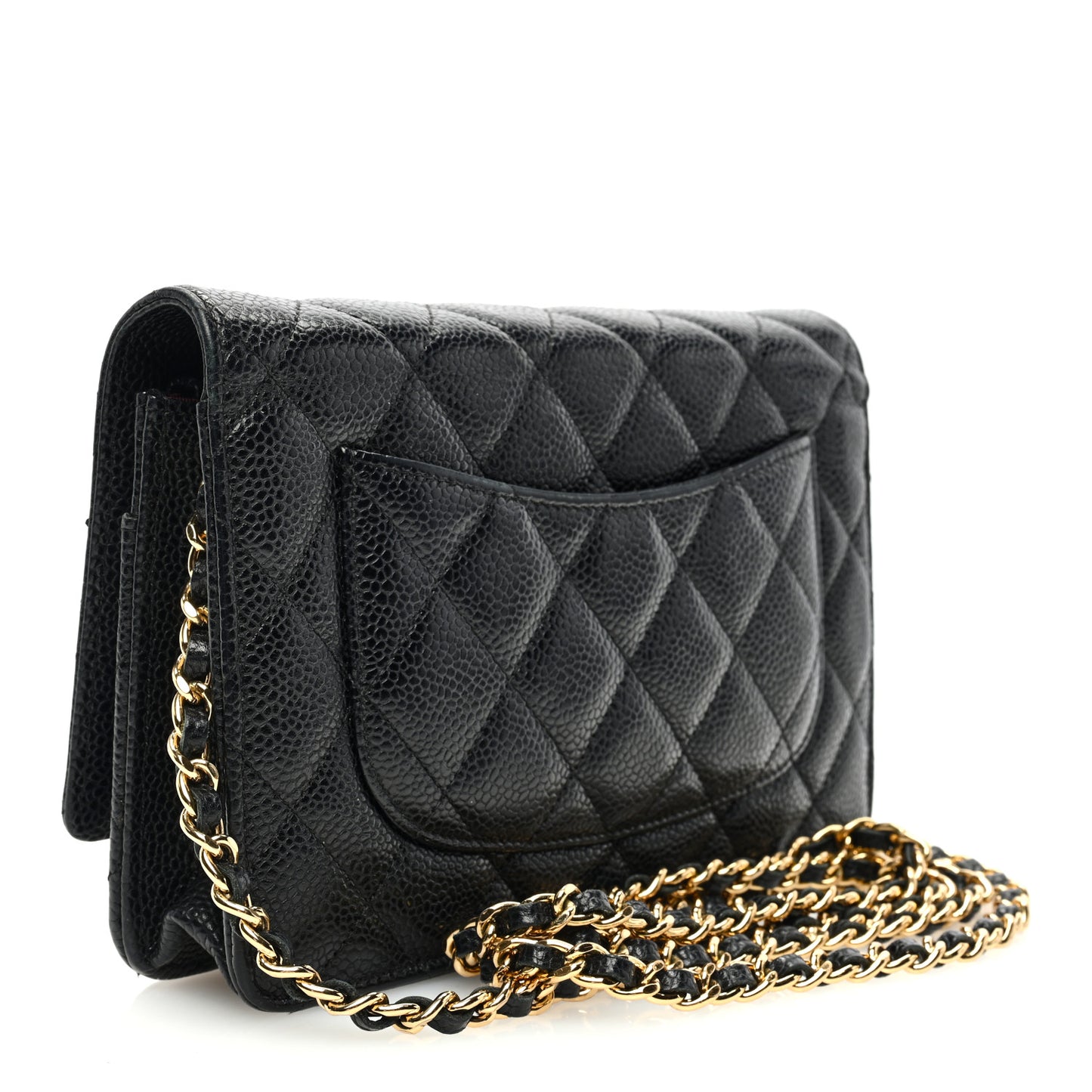 Caviar Quilted Wallet on Chain WOC Black