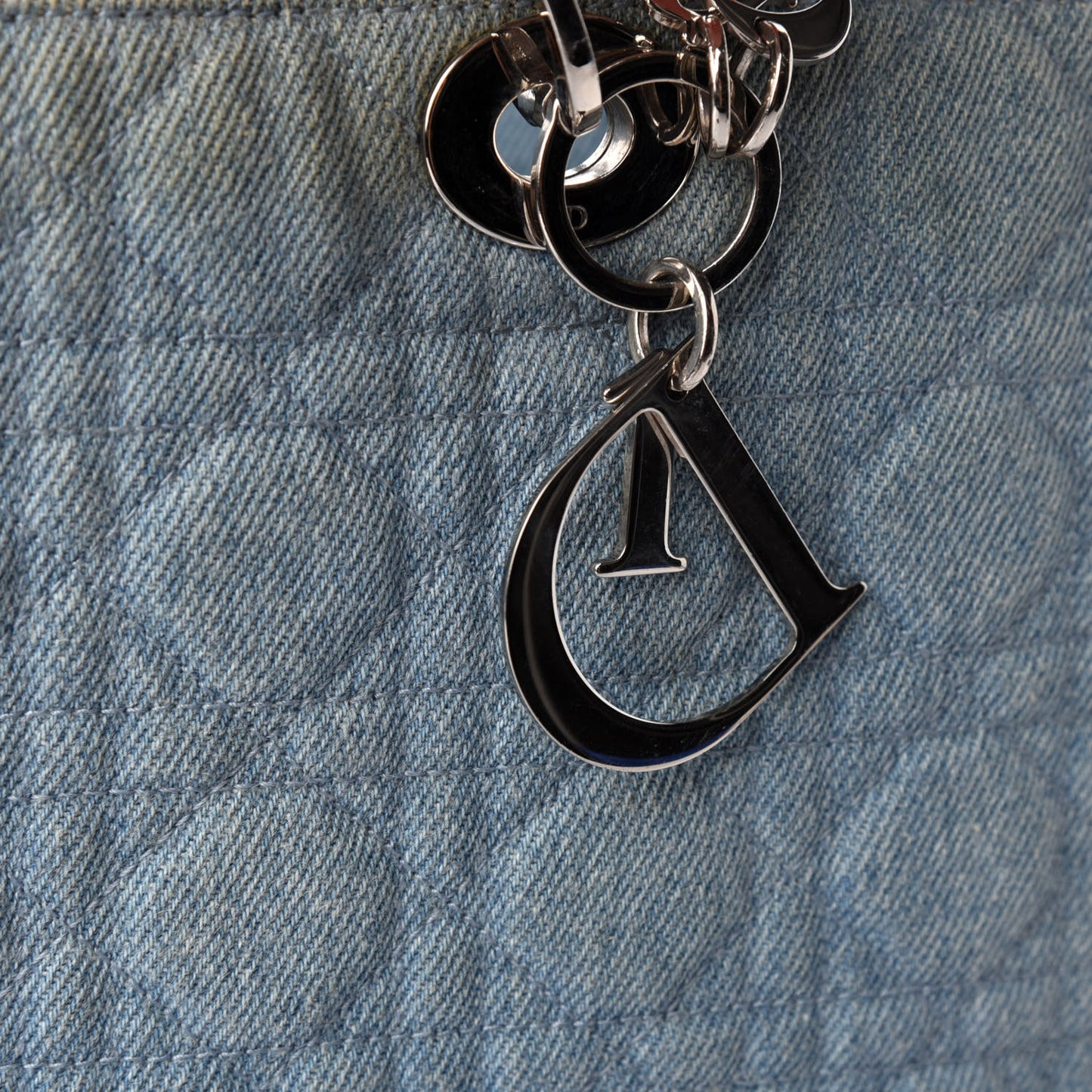 Denim Cannage Lady Dior Shopper Tote Light Blue