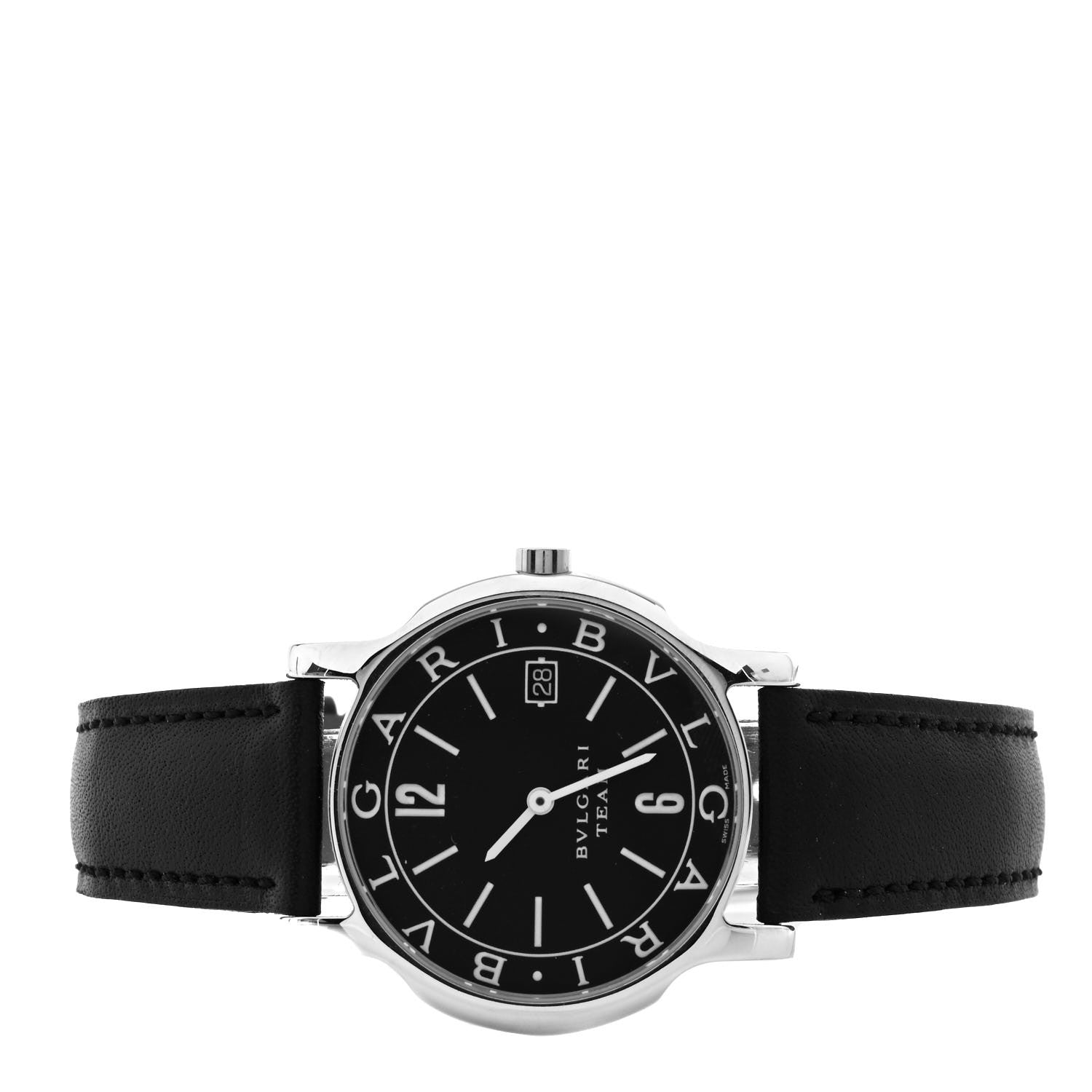 Bulgari Stainless Steel Calfskin 35mm Solotempo Quartz Watch Black 2 of 5
