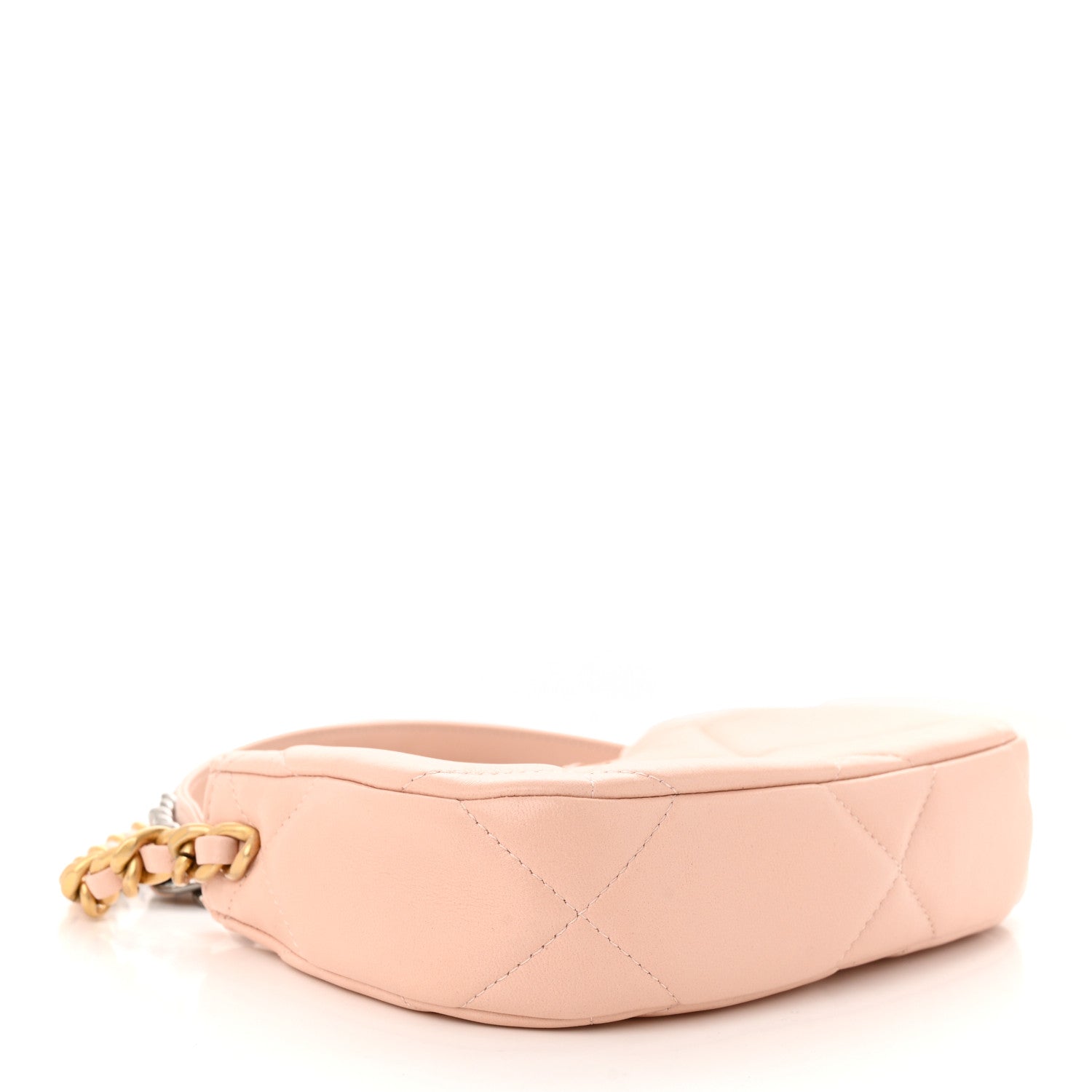 Chanel Lambskin Quilted Chanel 19 Hobo Clutch With Chain Light Pink 4 of 12