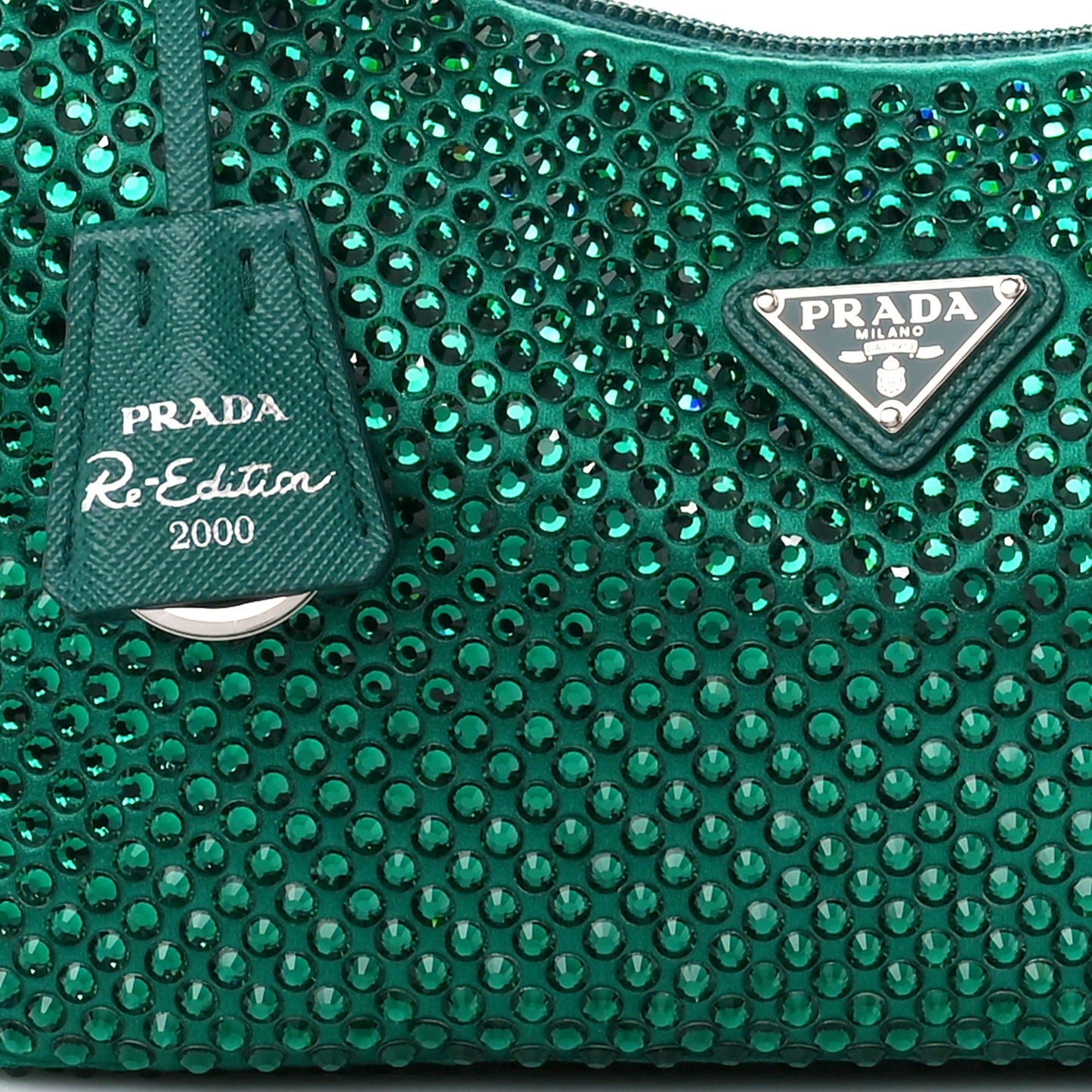 Satin Crystal Mini Re-Edition 2000 Bag Mango
