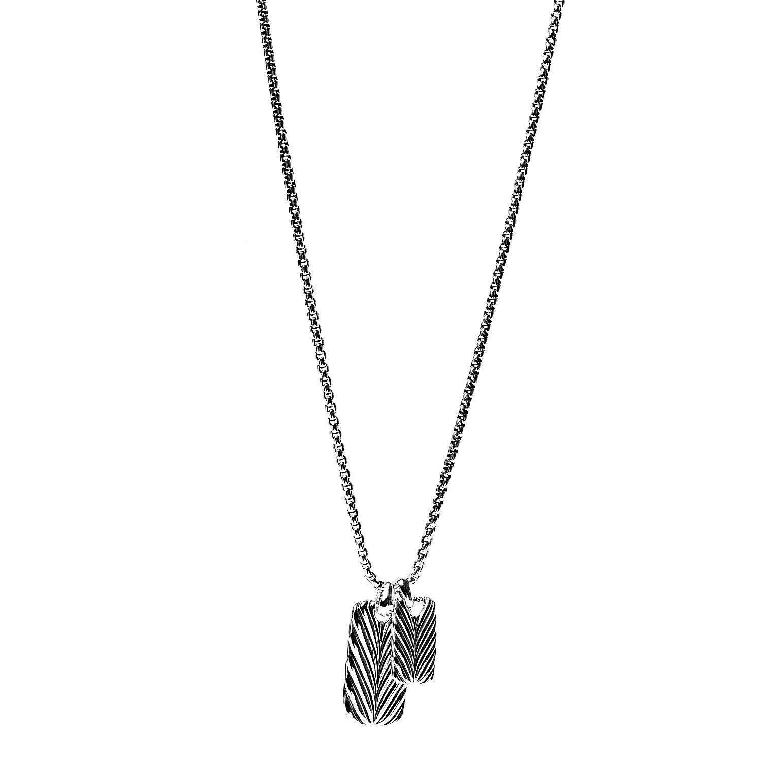 David Yurman Sterling Silver Chevron Double Dog Tag Necklace