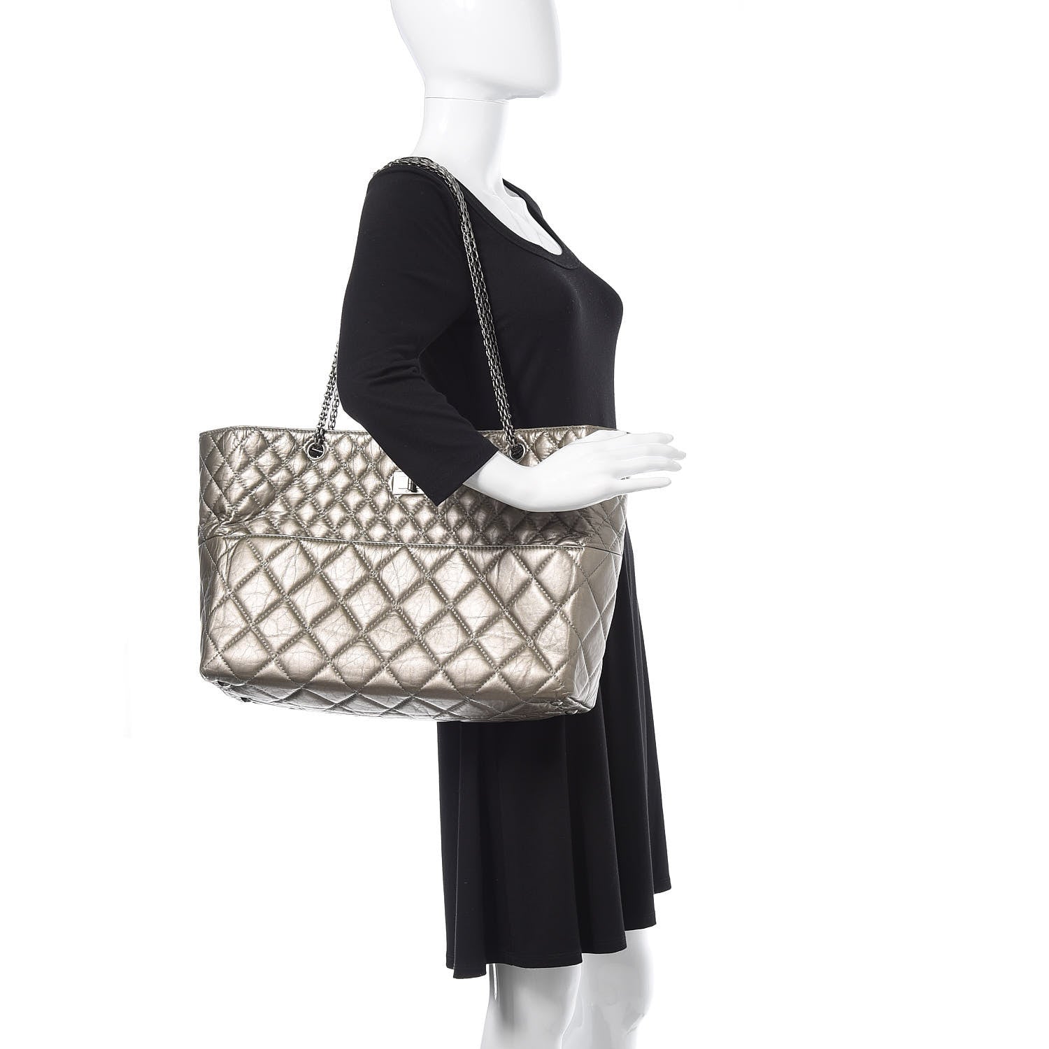 Chanel Aged Calfskin Quilted Reissue 2.55 Tote Light Gold 2 of 16