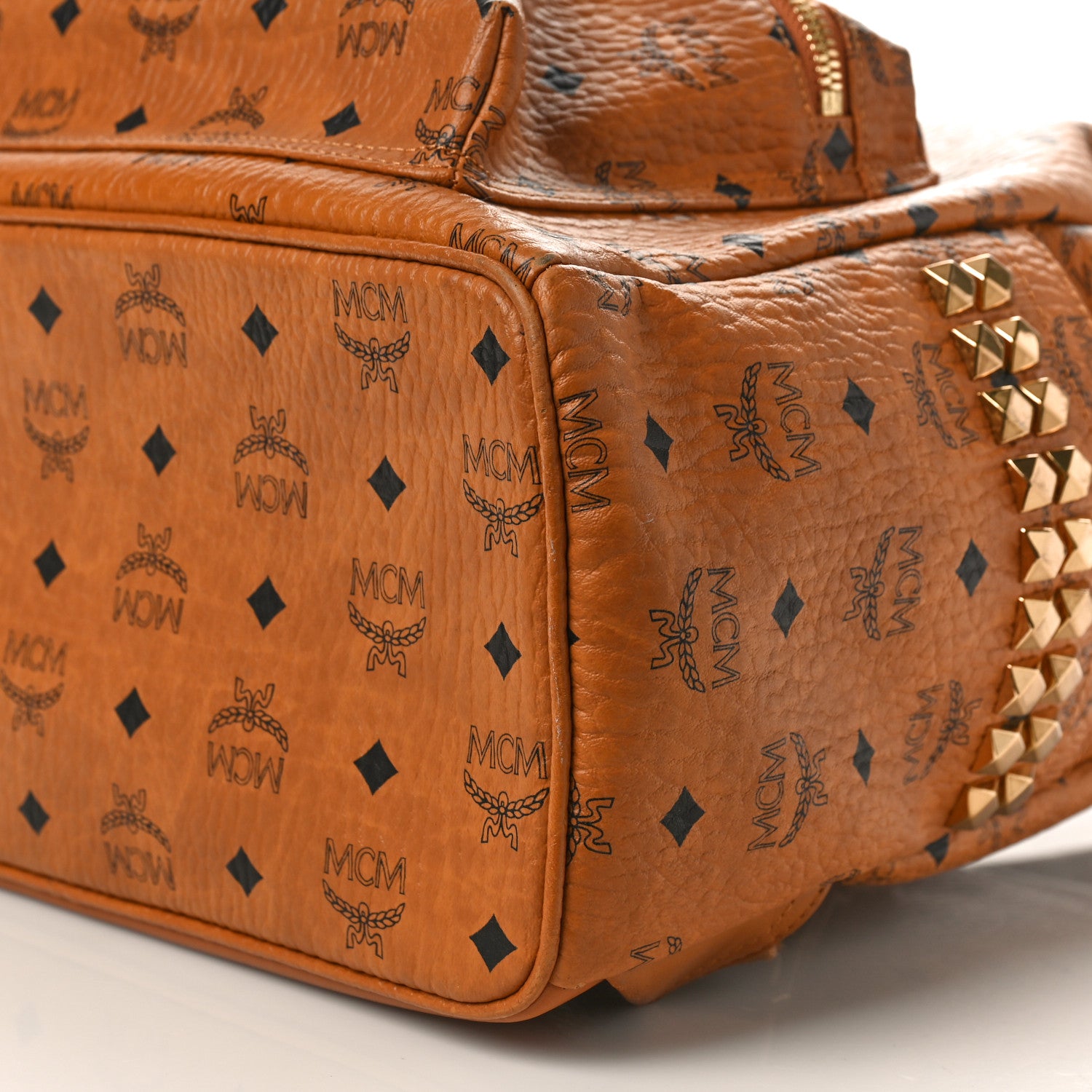 MCM Visetos Medium Side Studs Stark Backpack Cognac 10 of 10