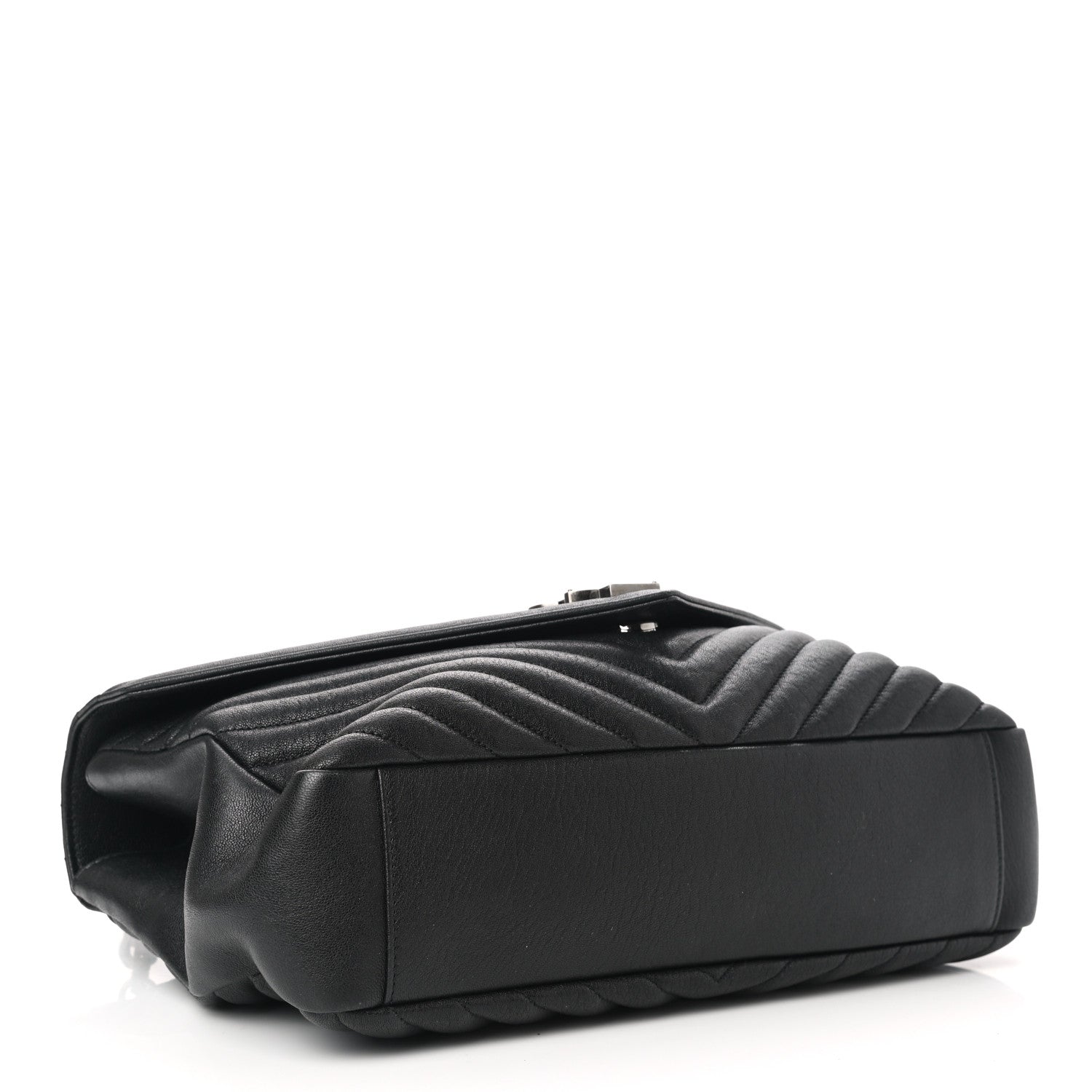 Saint Laurent Sheepskin Matelasse Chevron Monogram Large College Satchel Black 4 of 11