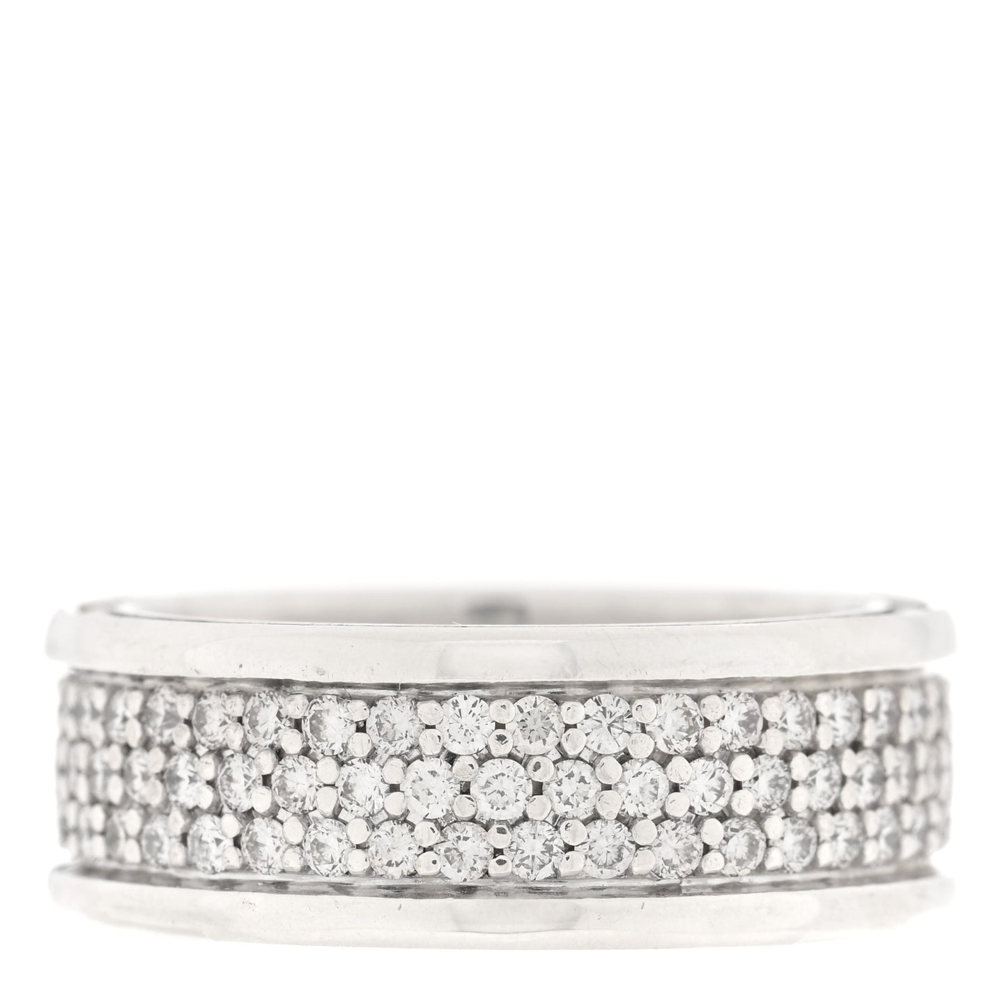 Sterling Silver Diamond Streamline Three-Row Band Ring 63 10.25