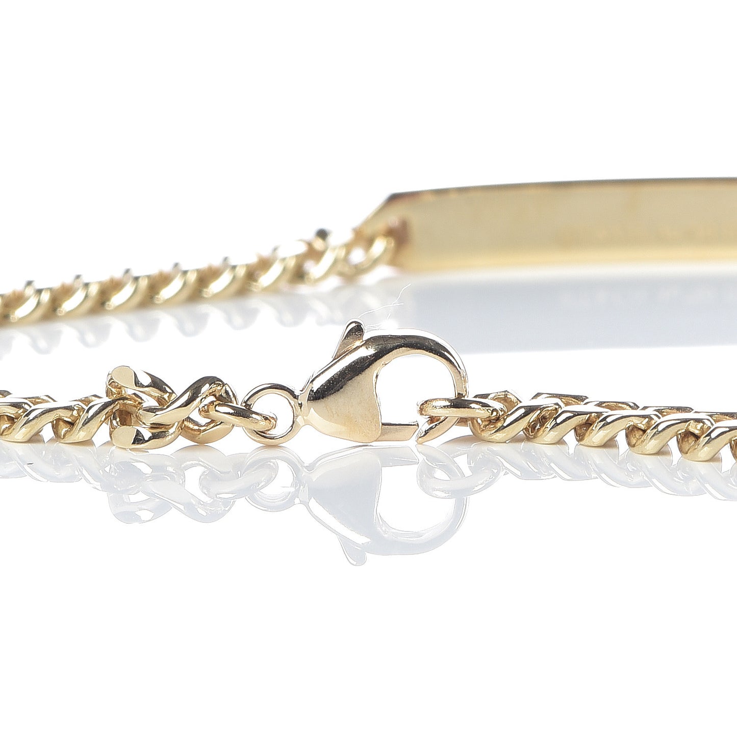 18K Yellow Gold Diamond Micro Link ID Chain Bracelet