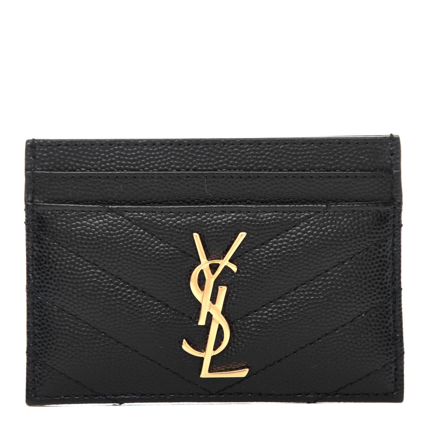 Grain De Poudre Matelasse Chevron Monogram Credit Card Case Black