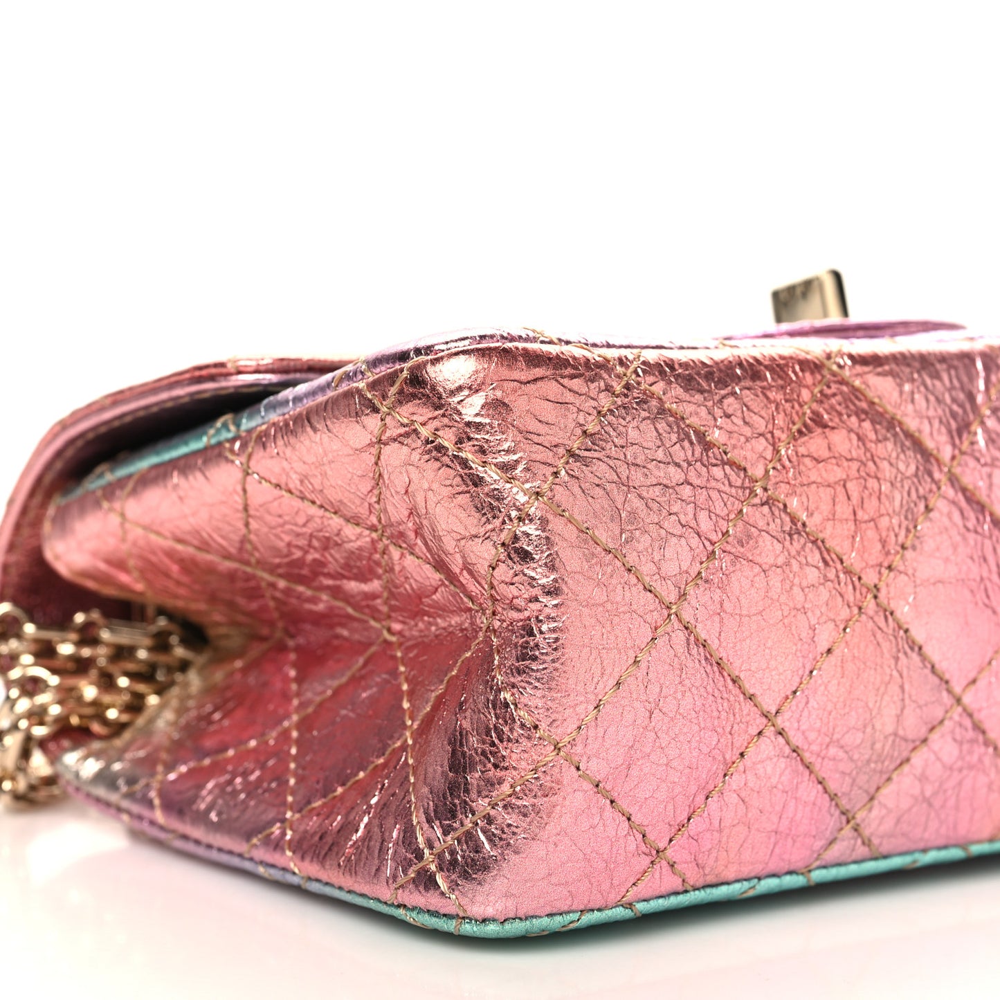 Metallic Goatskin Quilted Mini 2.55 Reissue Flap Multicolor
