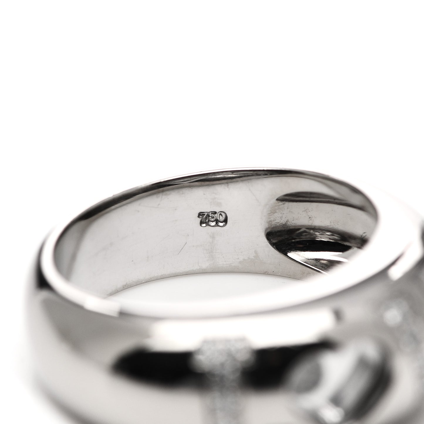 18K White Gold Happy Diamonds Love Heart Band Ring 53 6.25