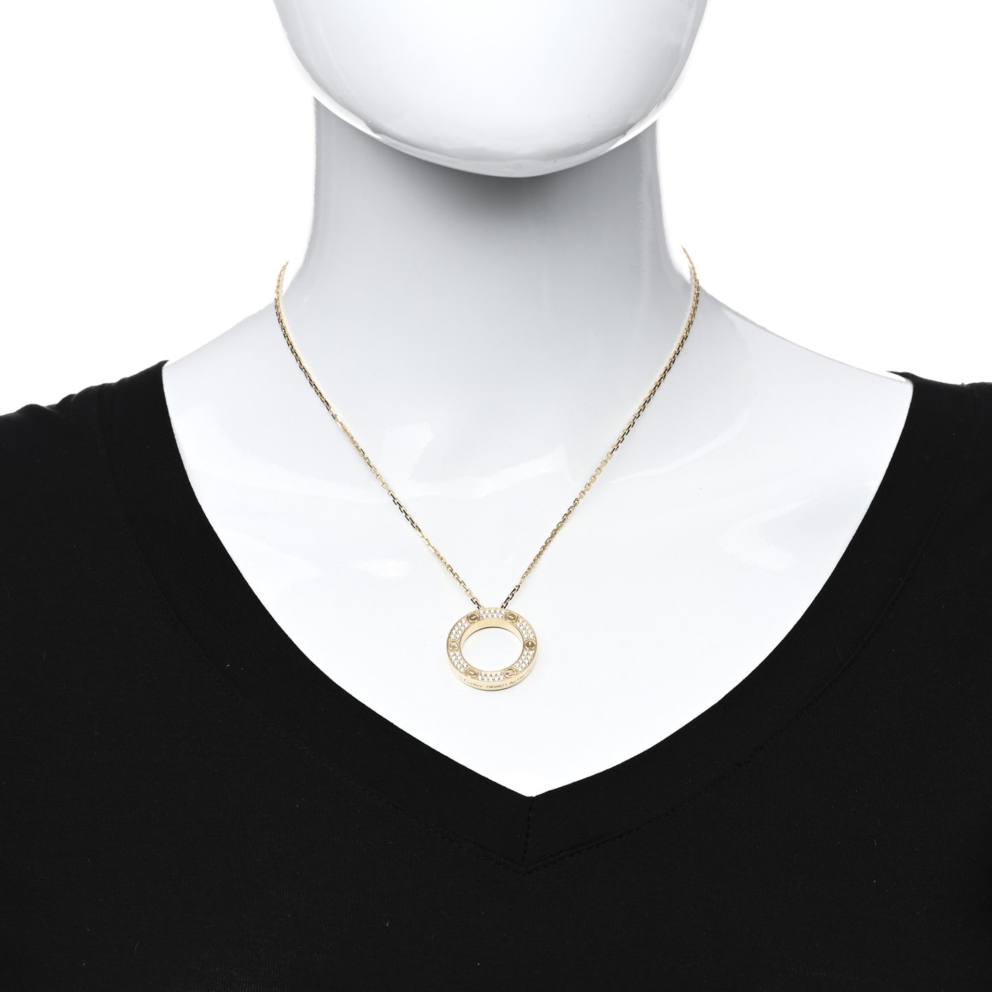 18K Yellow Gold Diamond LOVE Paved Necklace