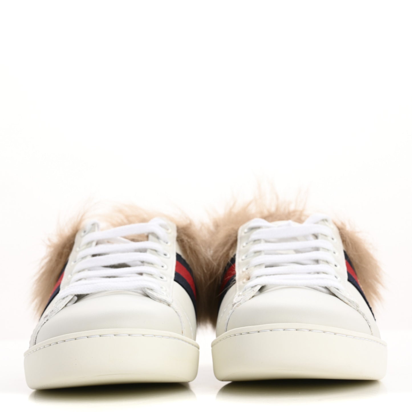 Calfskin Wool Web Bee Embroidered Womens Ace Sneakers 36 White