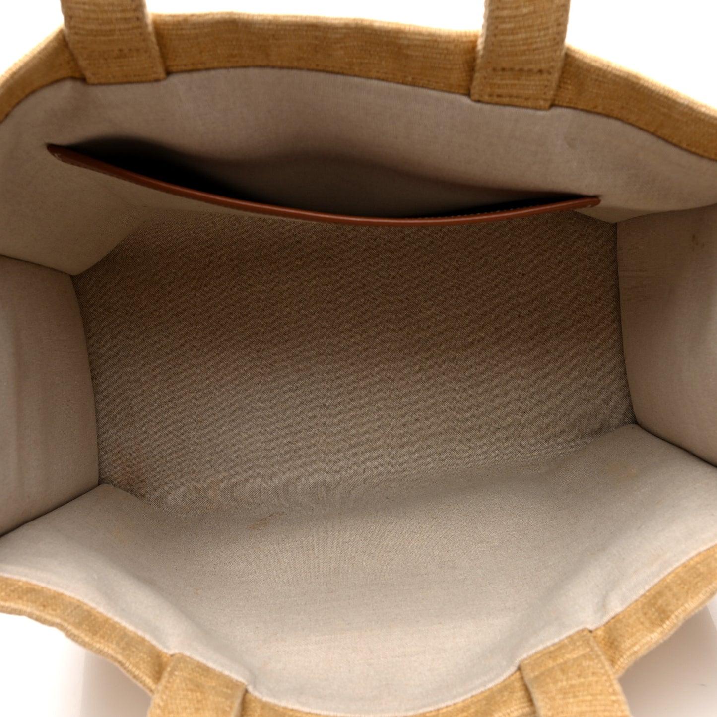 Canvas Calfskin Triomphe Large Cabas Natural Tan