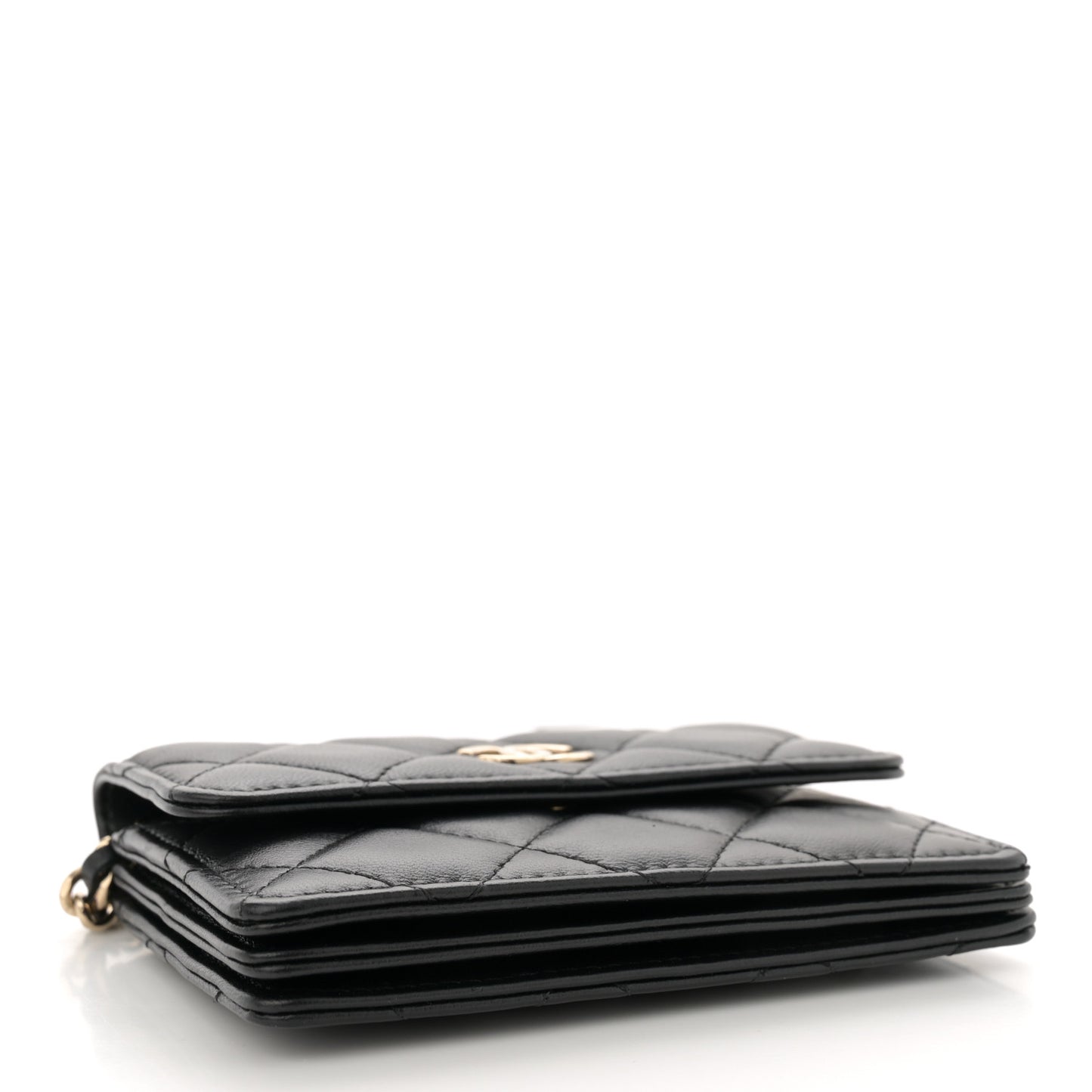 Lambskin Quilted My Chanel Lady Card Holder On Chain Black