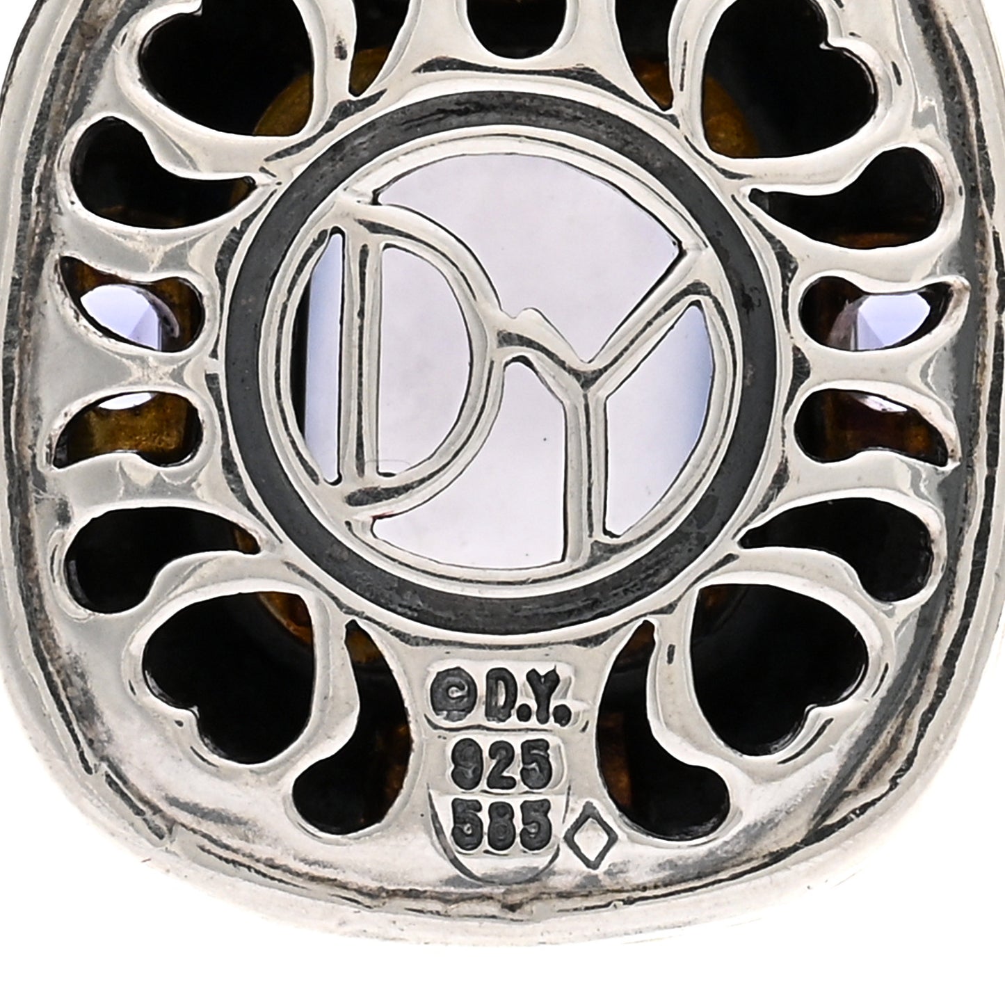 Sterling Silver 14K Yellow Gold Chalcedony Iolite Pendant