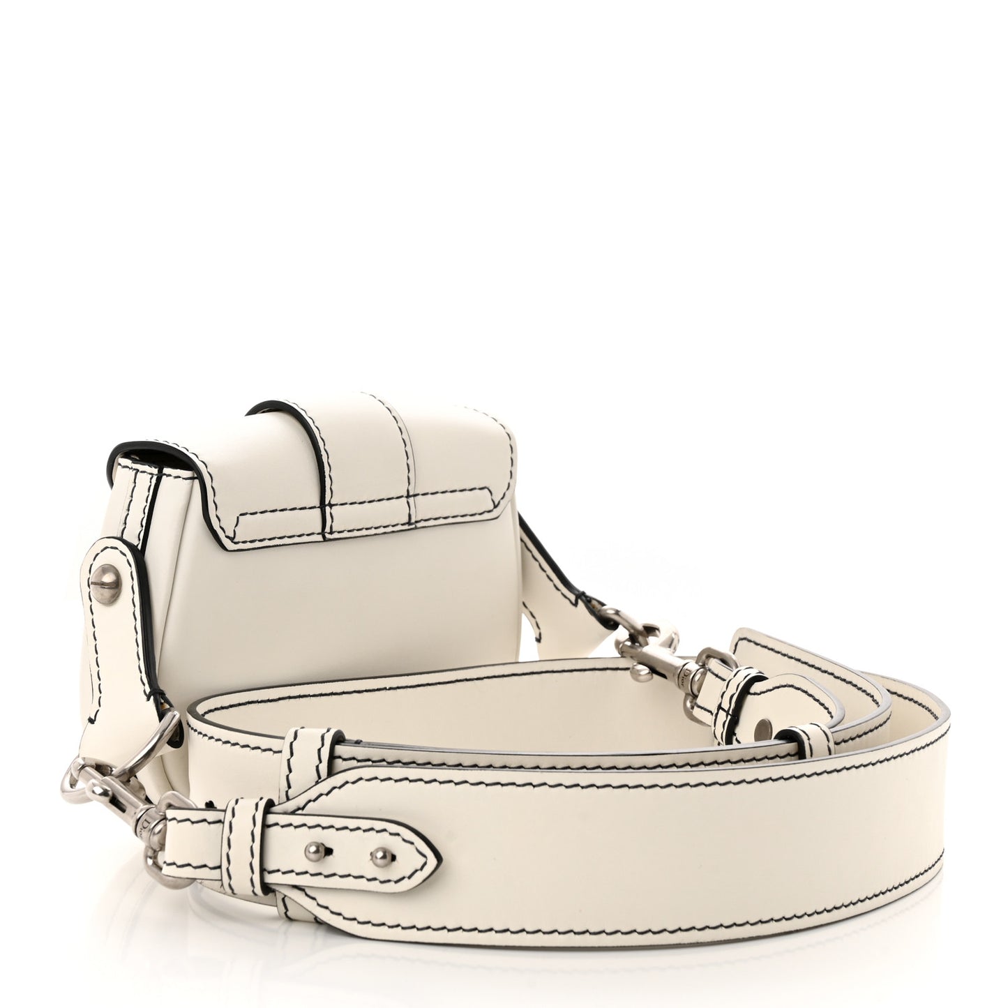 Calfskin Mini D Fence Saddle Bag White