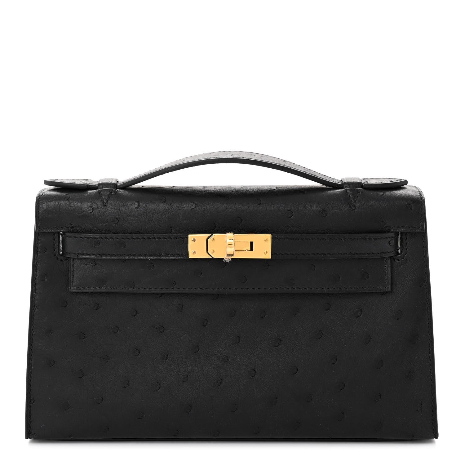 Hermes Ostrich Kelly Pochette Black 1 of 11