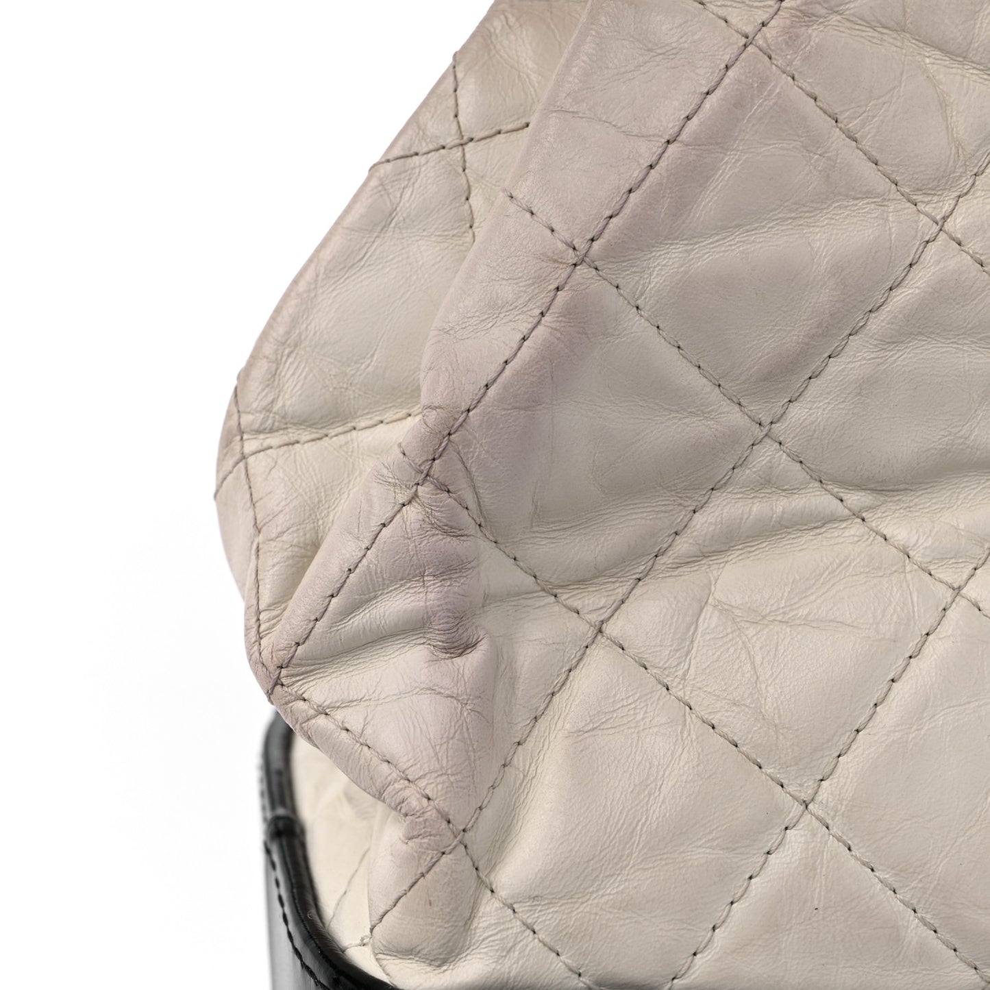 Aged Calfskin Quilted Small Gabrielle Backpack Black White