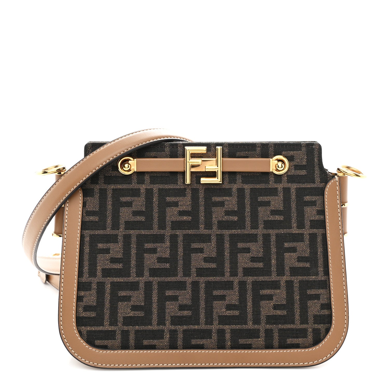 Fendi Zucca Suede Vitello King Luxor Fendi Touch Shoulder Bag