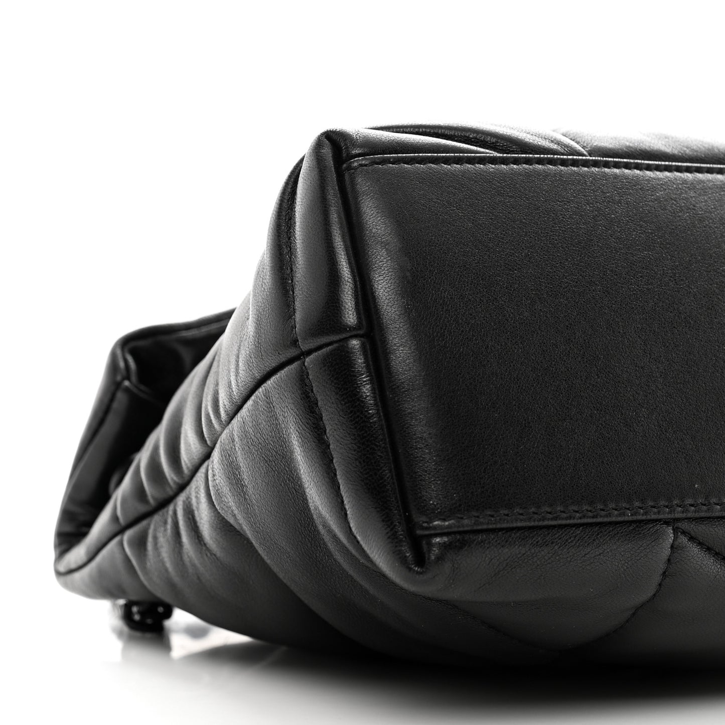 Lambskin Quilted Monogram Monochrome Small Loulou Puffer Chain Satchel Black