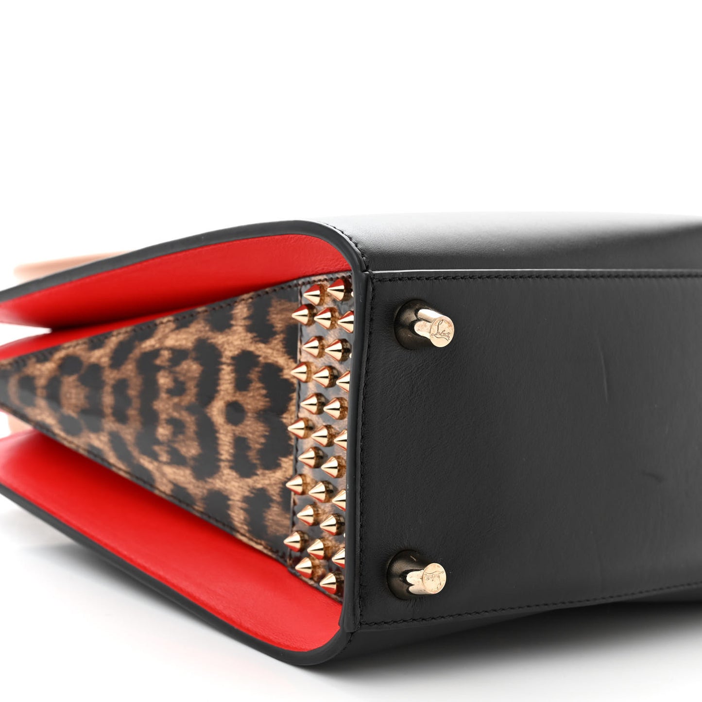 Calfskin Patent Leopard Studded Small Paloma Black