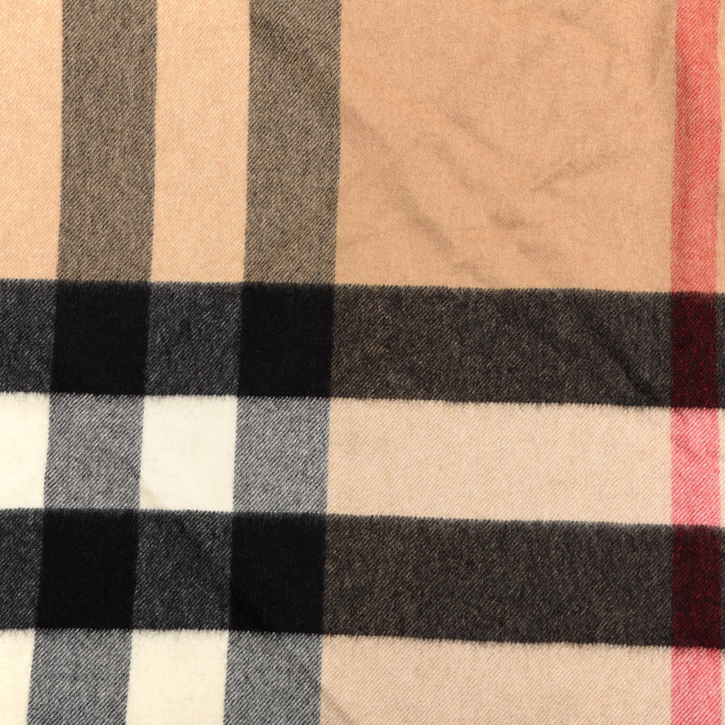 Cashmere Giant Check Fringe Cape Scarf Archive Beige